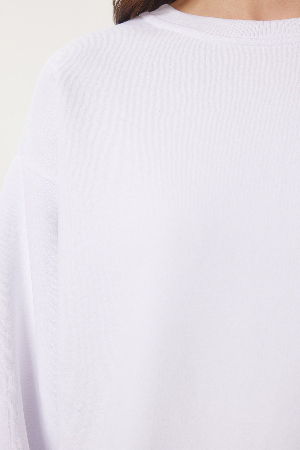 Lovelyİstanbul-White Low0001 - Oversize Raster Basic Sweatshirt 5