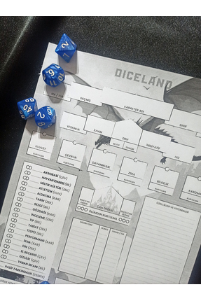 DiceLand Dungeons and Dragons DND 5e Özel Tasarım Maksimal Türkçe Karakter Ka...