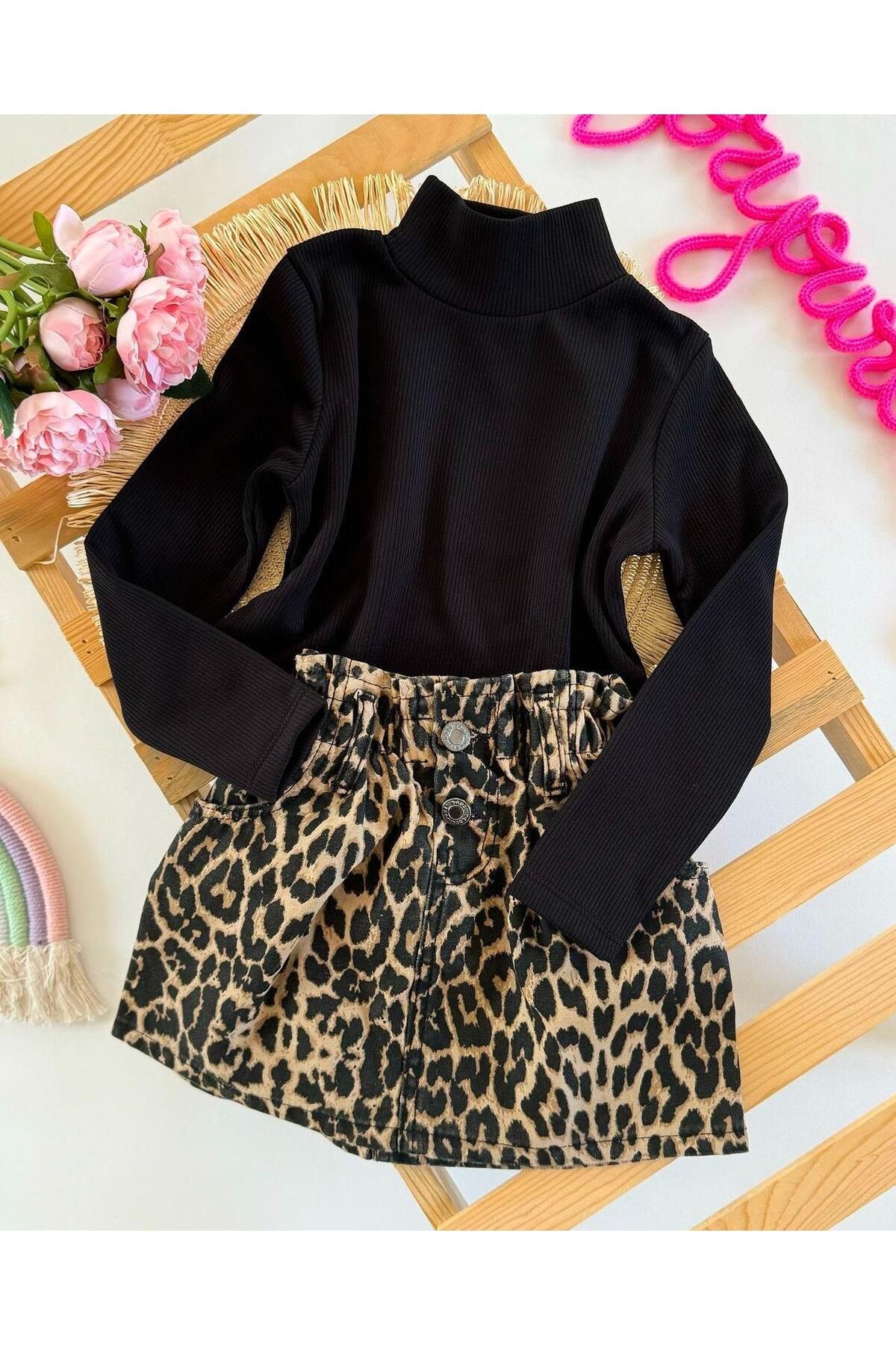 KOKOŞ BEBEK-Leopard Skirt Set 1