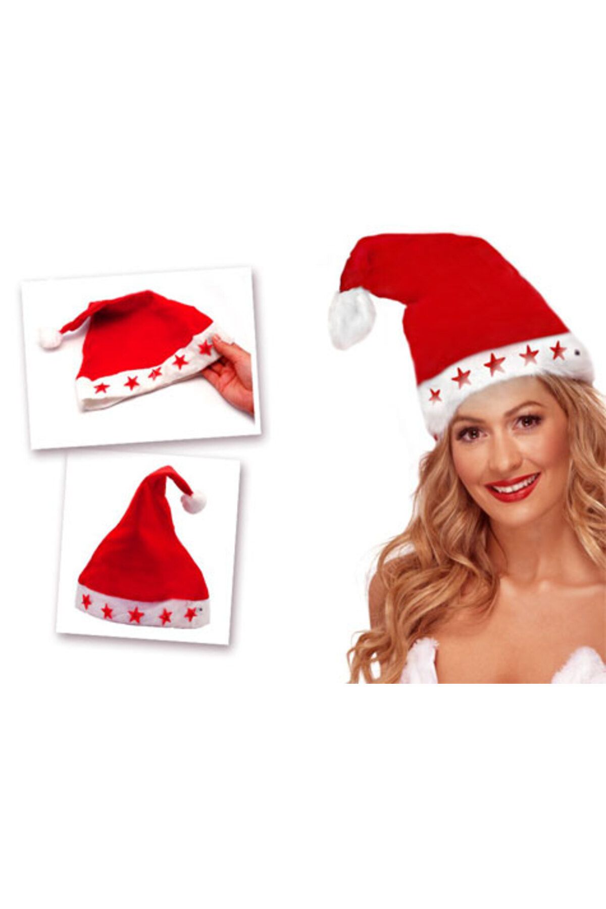 Ovebu Yılbaşı Özel Işıklı Noel Baba Şapkası