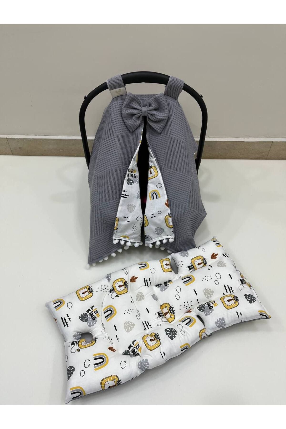 BUSEBABYHOME-Gray Stroller Cover and Stroller Cushion Set of 2 2