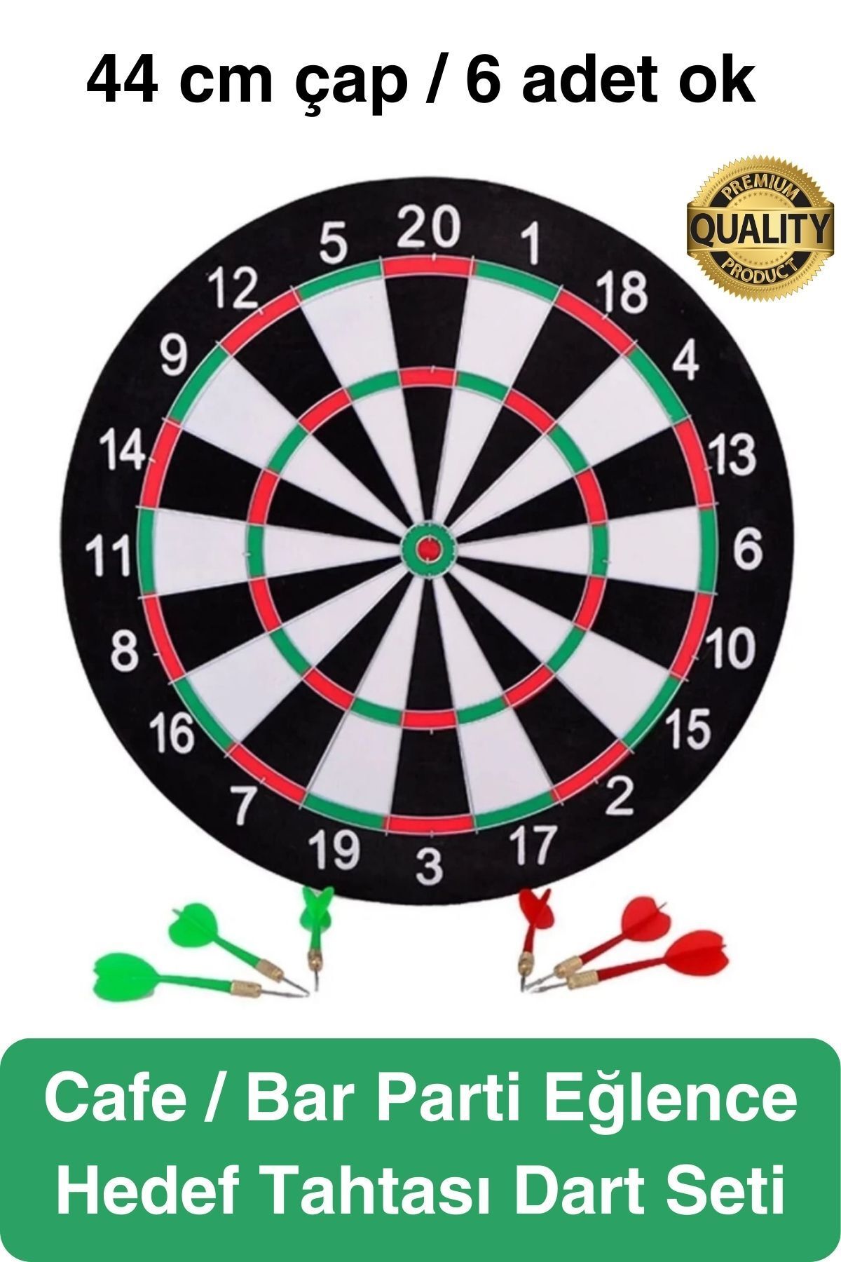 Svein Premium 44 cm Dart Tahtası Seti Metal Uçlu 6 Ok Parti Eğlence Cafe Hediye Hobi Oyun Aktivite Her Yaş