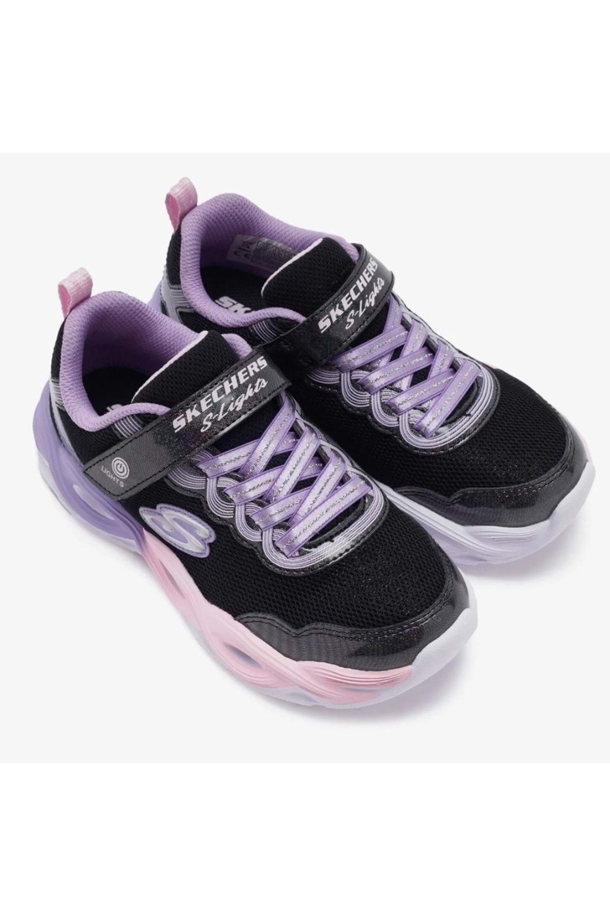 SKECHERS-Orthopedic Lighted Children's Sports Shoes - Twisty Glow 303717 L, Black 8