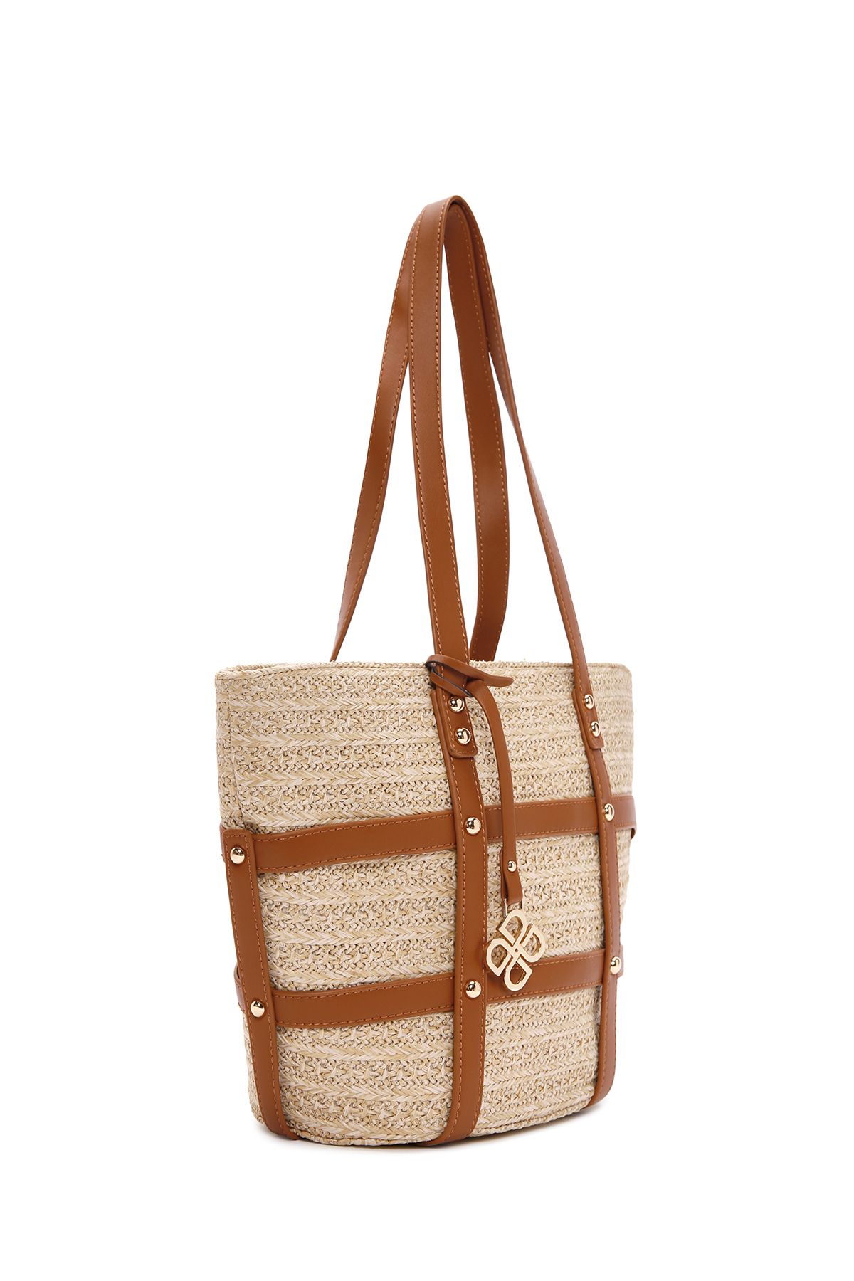 Derimod-Women's Beige Straw Shoulder Bag 25Sbd2442M7 4