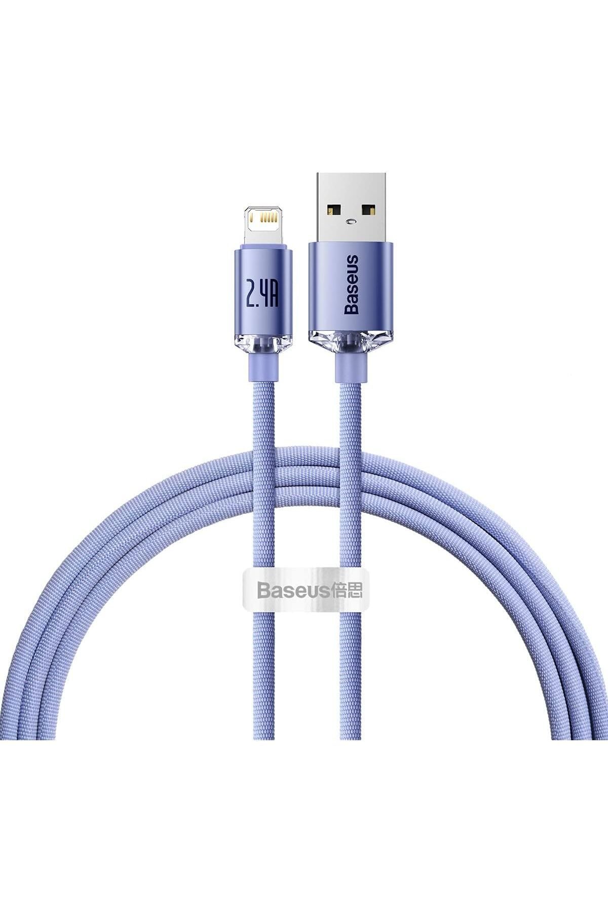 STOREMAX lbstorex Crystal Shine, 2.4 A USB-A & Lightning Data ve Şarj Kablosu, 1.2 Metre, Mor, ‎CAJY000005