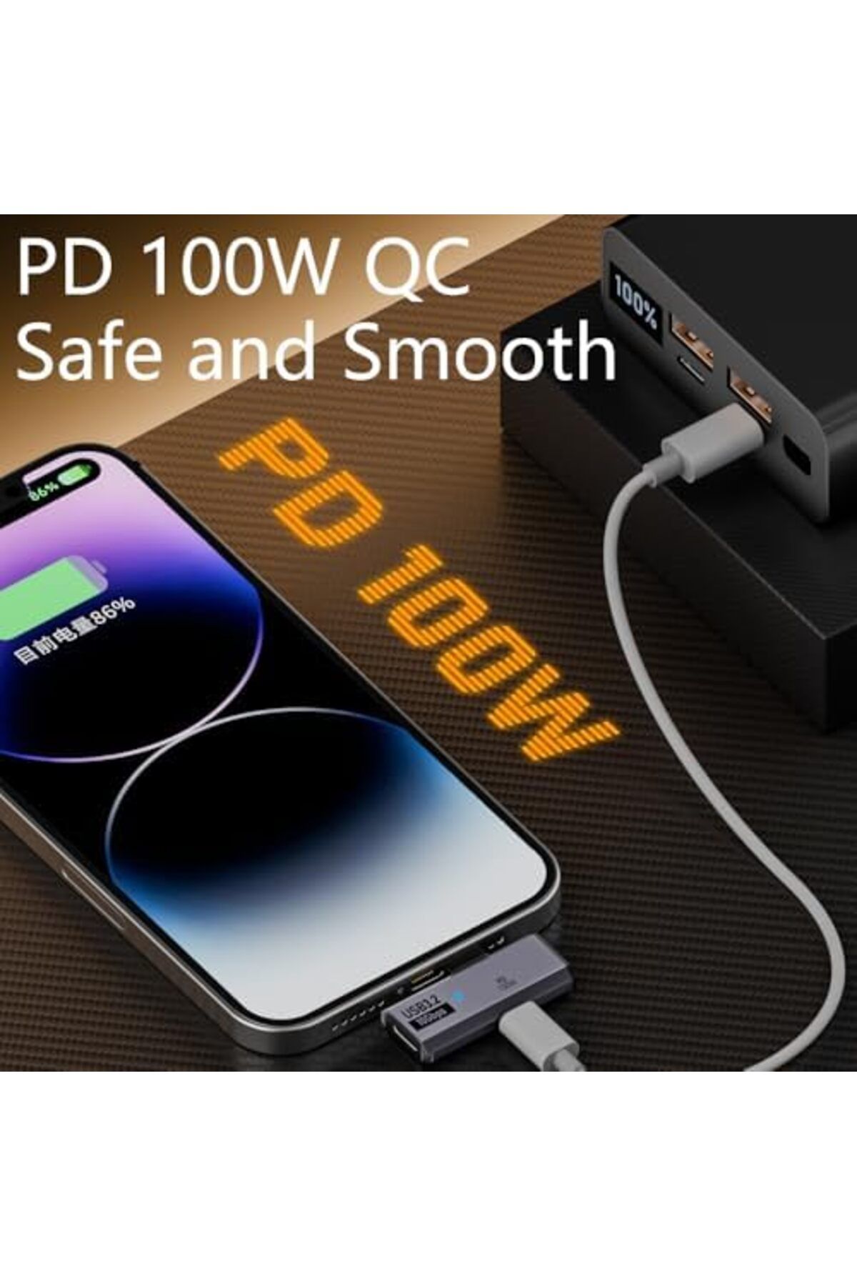 STOREMAX bystoreby Type C To 2 USB3.2 100W 10Gbps Veri Aktarımı Kulaklık Müzik Dinleme Dönüştürücü