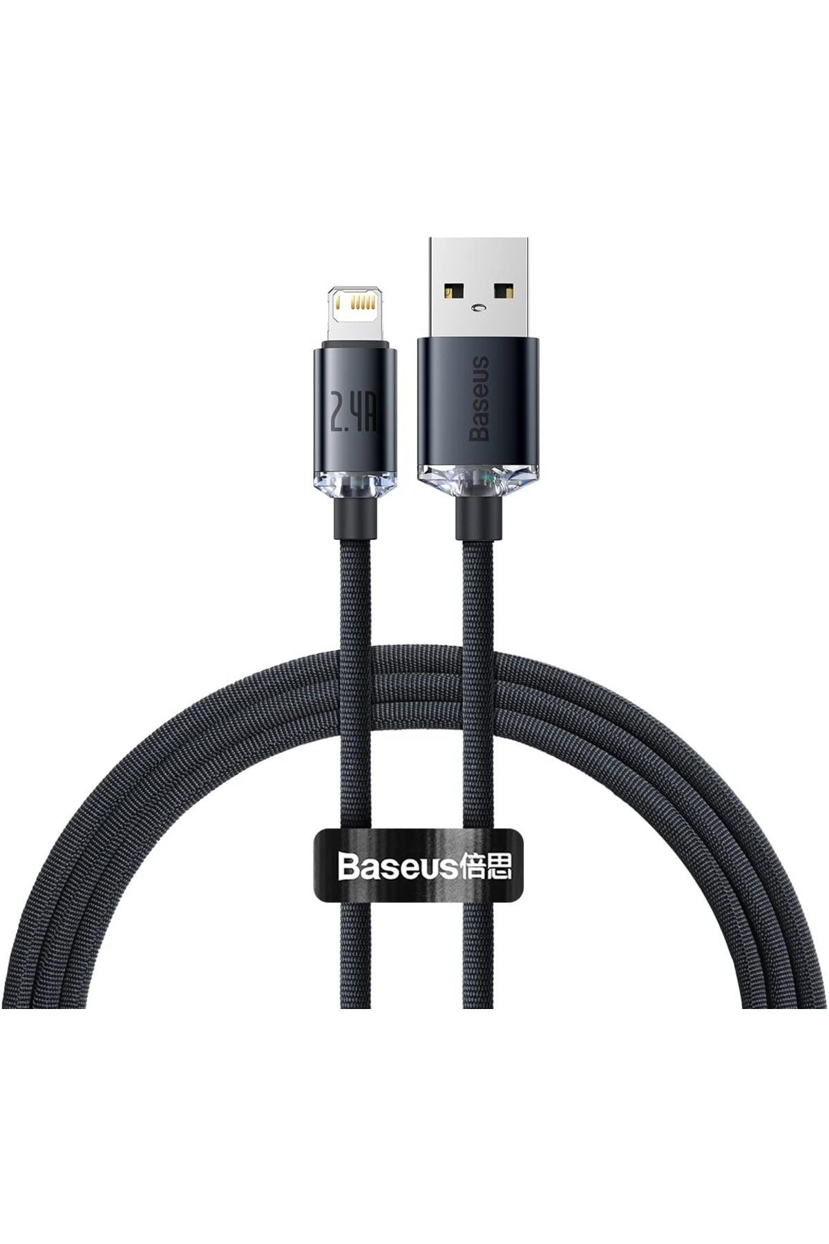 STOREMAX lbstorex Crystal Shine Fast Charging 2.4A Lightning Kablo 1.2m-Siyah Newdsng 1116818