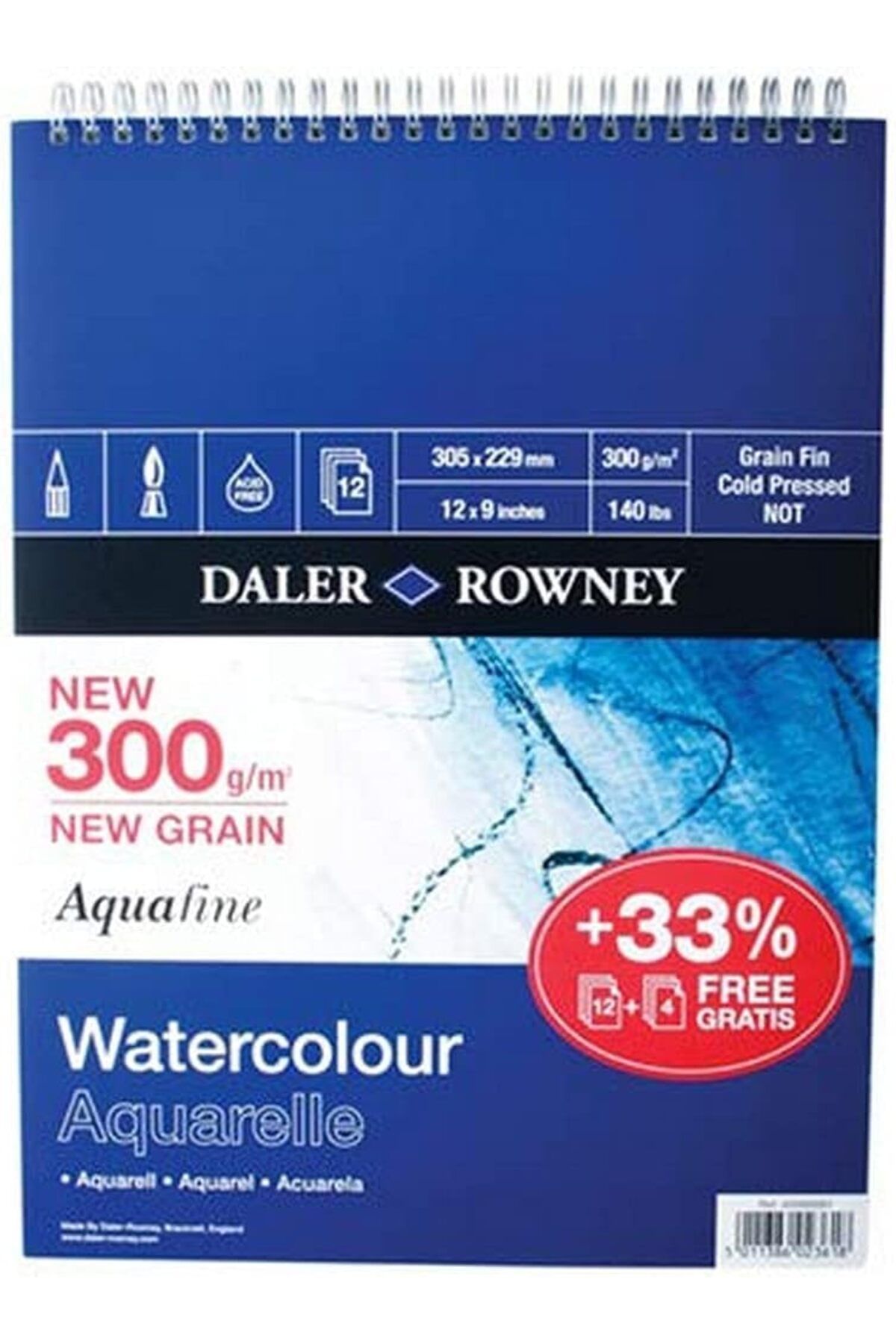 STOREMAX htpshopmx Rowney Aquafine SP 300 Gsm 254 x 178 mm (25,4 X 17,8 cm) 12 yaprak-Spiral str http 1092444
