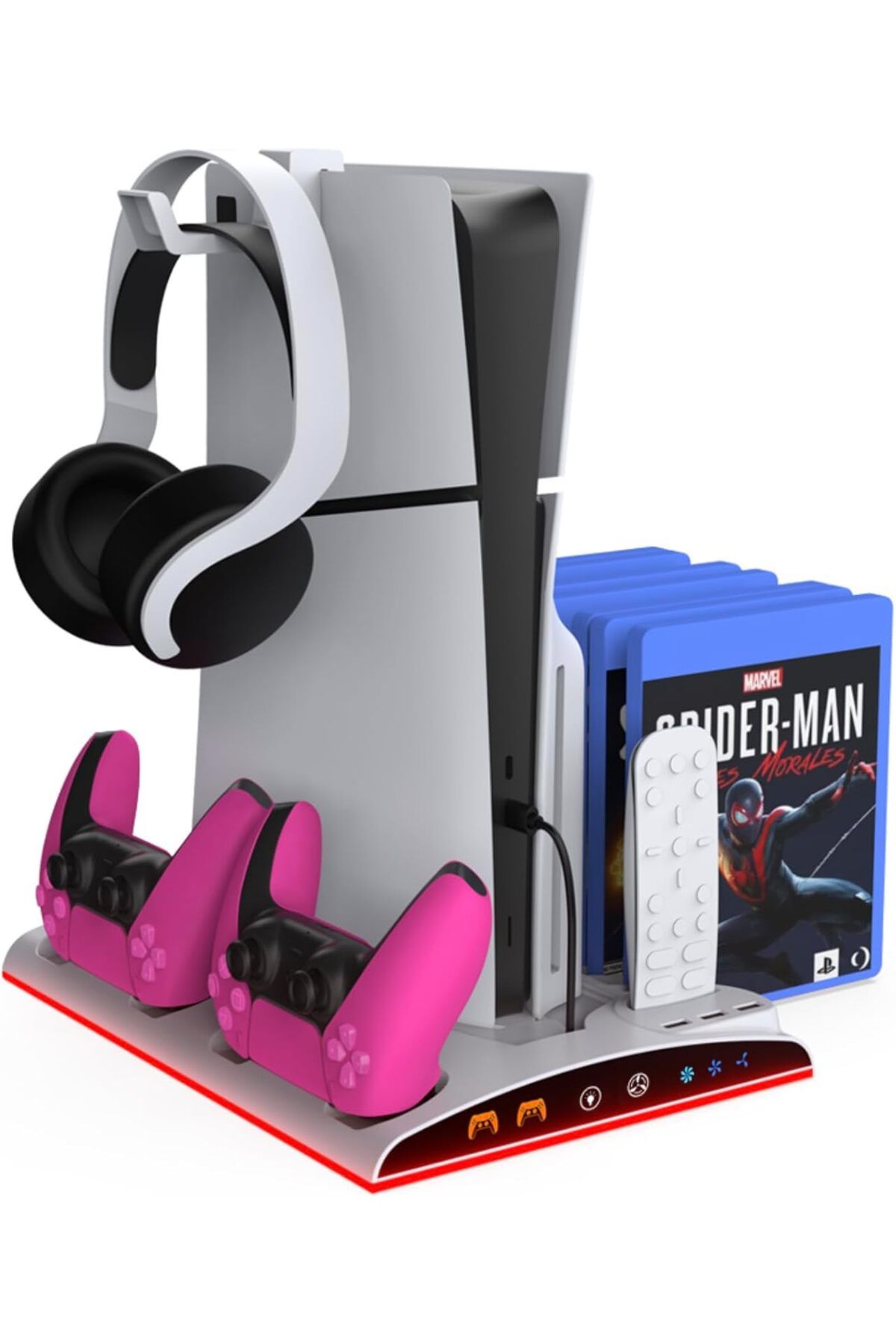 STOREMAX ysstorex TP5-3570 PS5 Soğutucu Organizatör 2 Fanlı Stand Kol Şarj Edici Stand 3 USB Hub Kulaklı