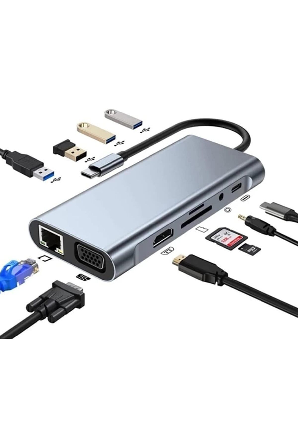 STOREMAX cmllashop TYPE C Hub 11 in 1 USB C Docking Station 4K HDMI,VGA,Type C PD,USB3.0,RJ45 Ethernet,SD/TF