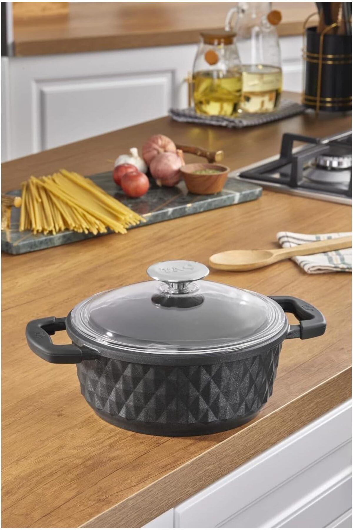 STOREMAX nslmshop BELLA CAM KAPAK DÖKÜM DERİN TENCERE NO:20 SİYAH Life Store 1037065