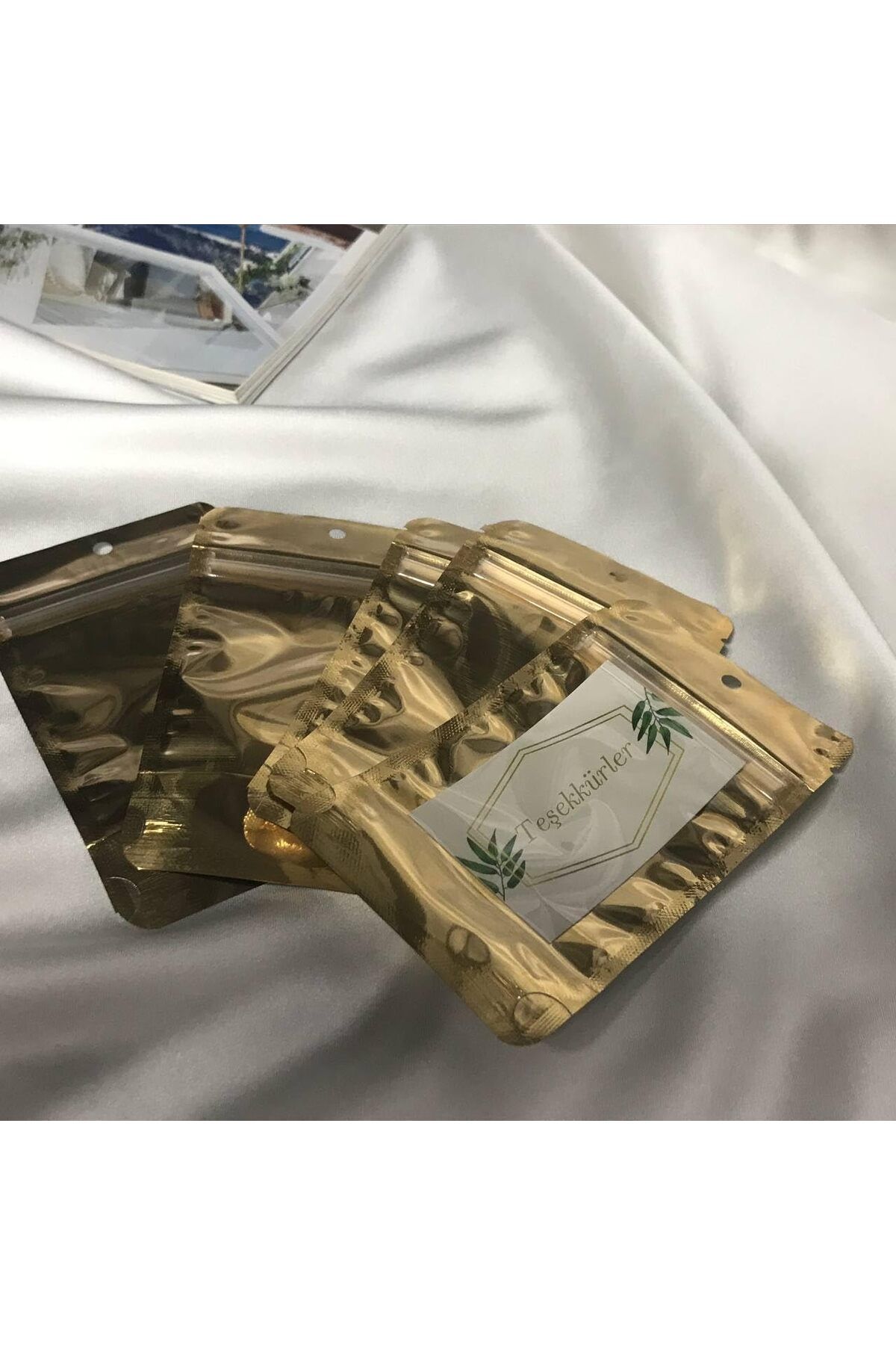 STOREMAX dlshop Renk Doypack Çift Taraflı Gold Renk Doypack Ön Şeffaf Arka Silver 10 Adet star 990396