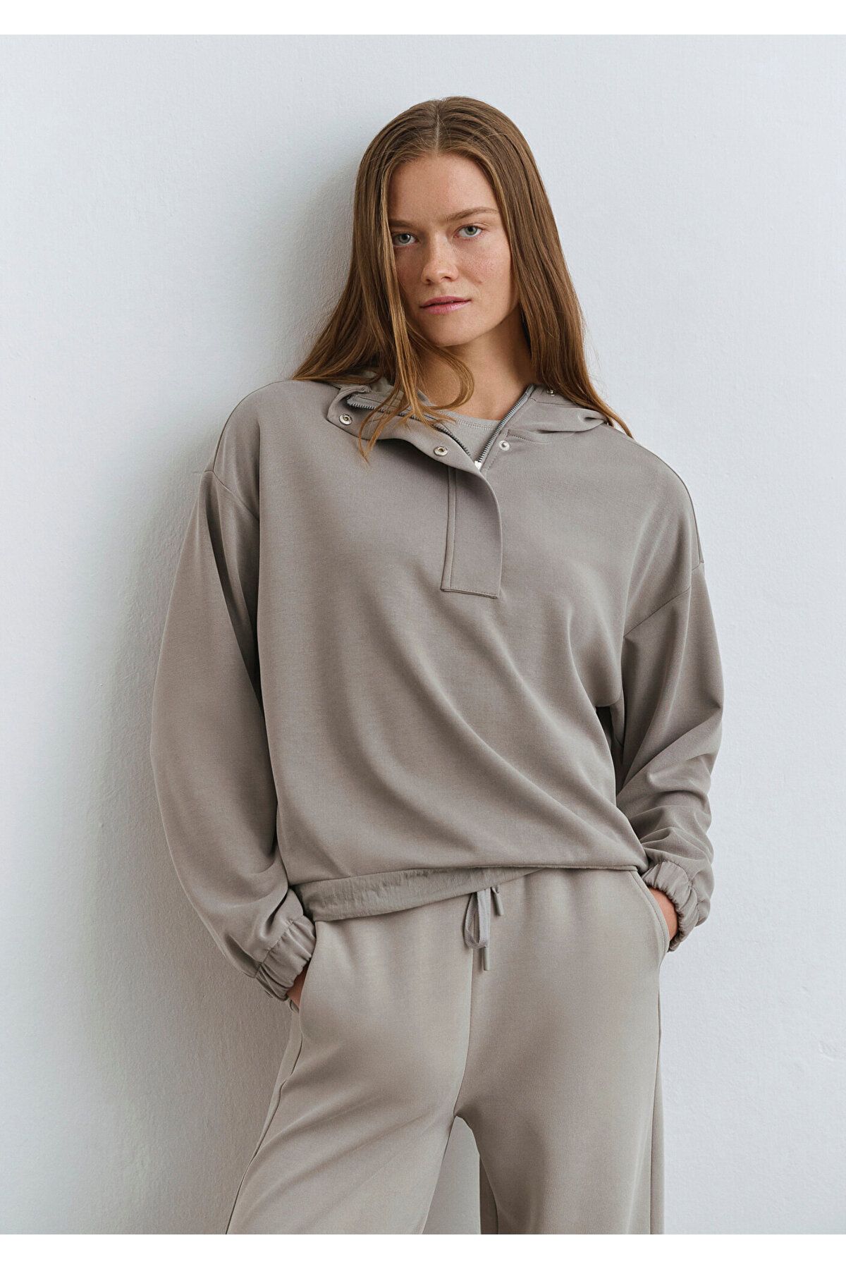 Mavi-Gray Tencel Tm Modal Sporty Lux Sweatshirt - Semi Zip 1S10280-70352 1