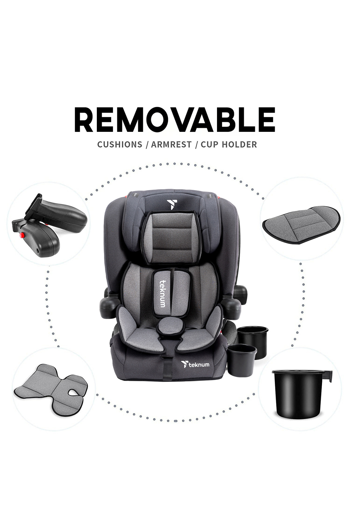 TEKNUM-Teknum Pack and Go Foldable Car Seat w/Ace Diaper Bag-Grey 6