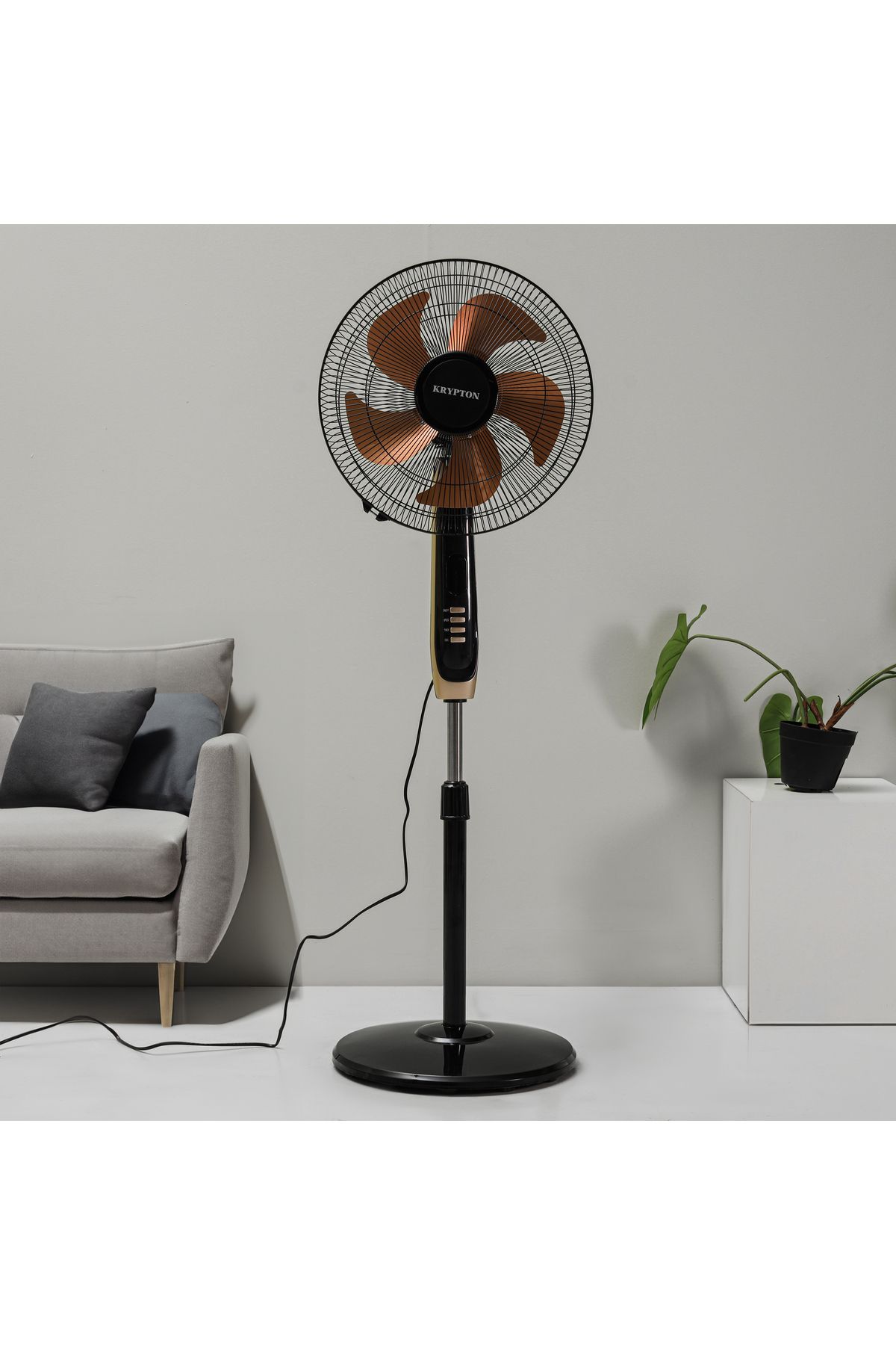 KRYPTON-16"Stand Fan/Pedestal Fan with Remote|5Leaf Blades|7.5 hours Timer,Adjustable Height|KNF6559 2