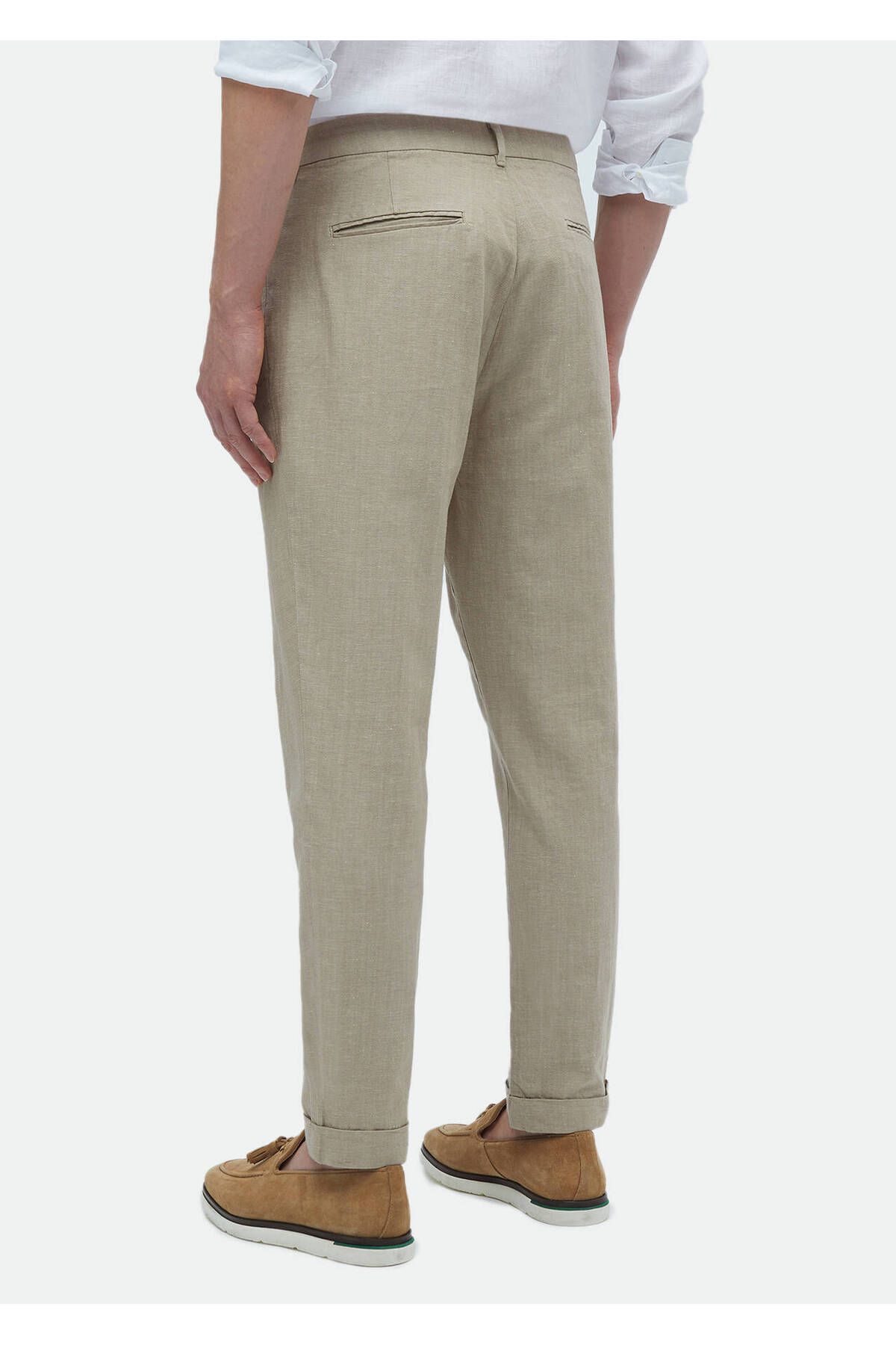 Ramsey-Pantaloni casual din bumbac, bej, crocodil 5