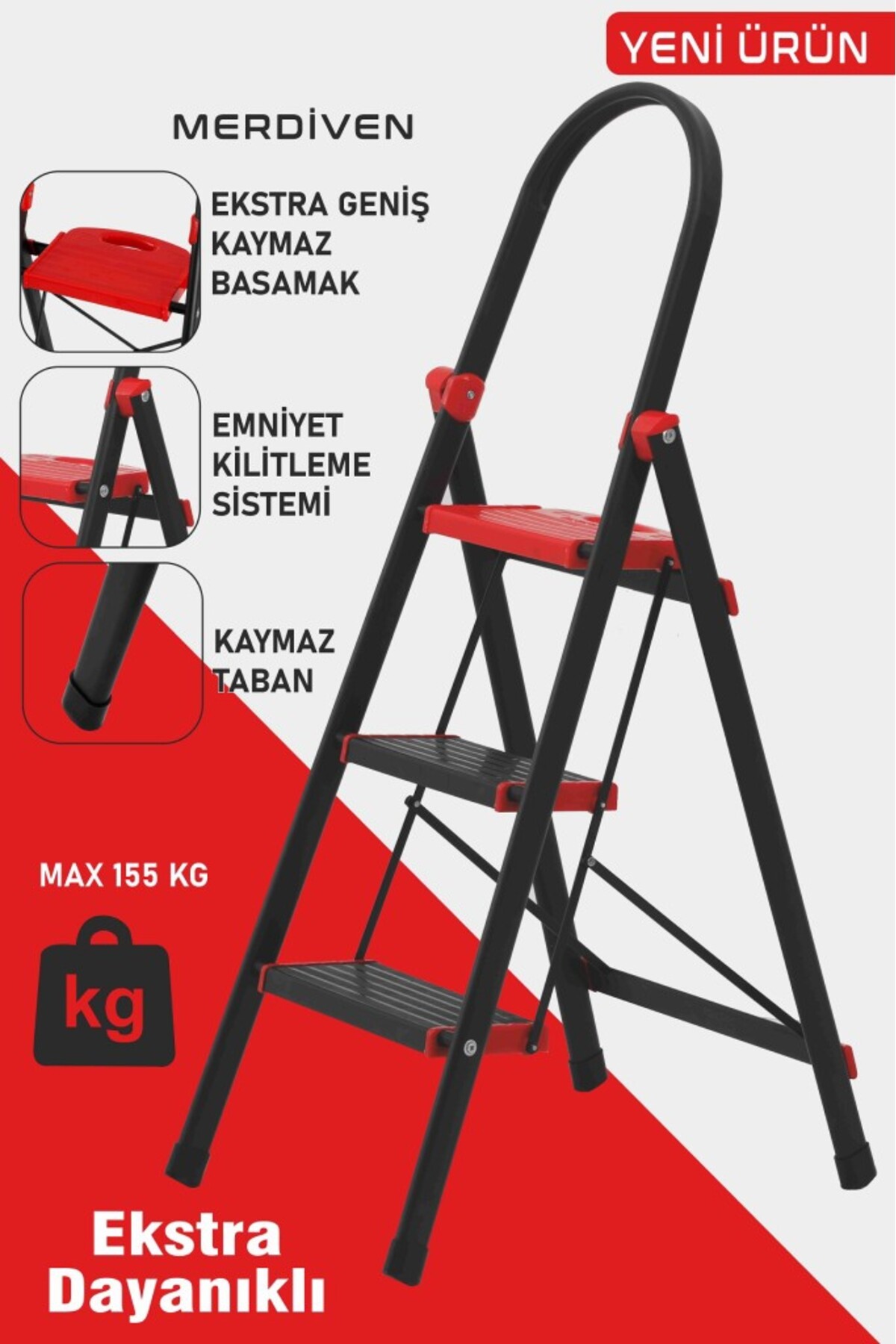 Devecioğlu 3 Step Star Wide Step Ladder