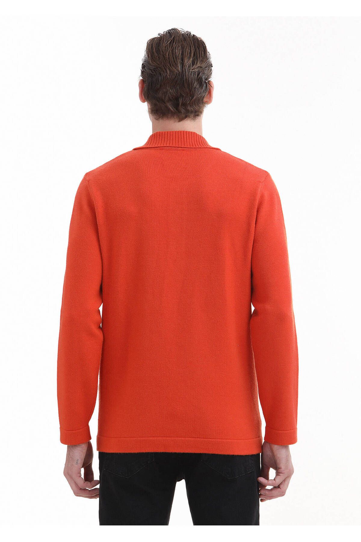 Ramsey-Orange Plain Knitted Knitwear - Half Turtleneck 4