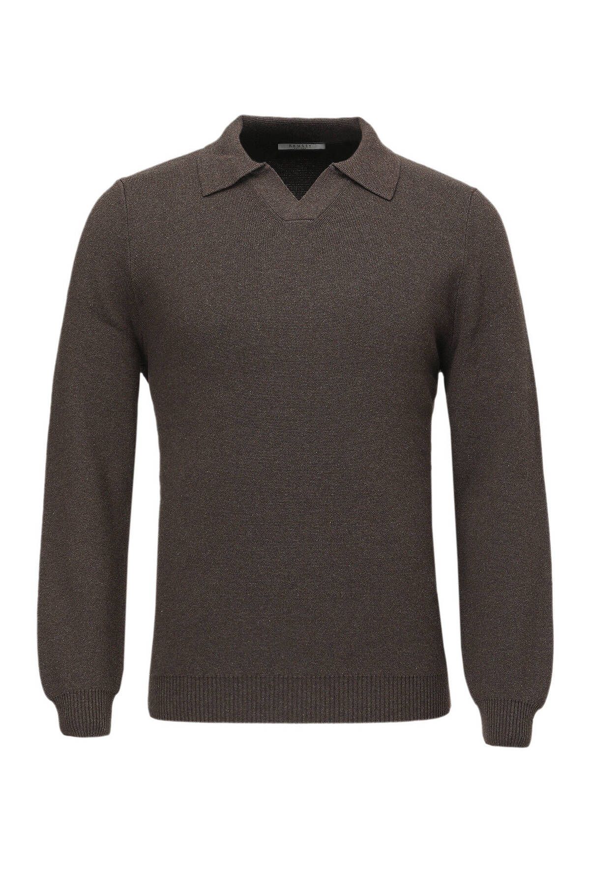 Ramsey-Brown Polo Neck Plain Knitted Cotton Blended Knitwear 5