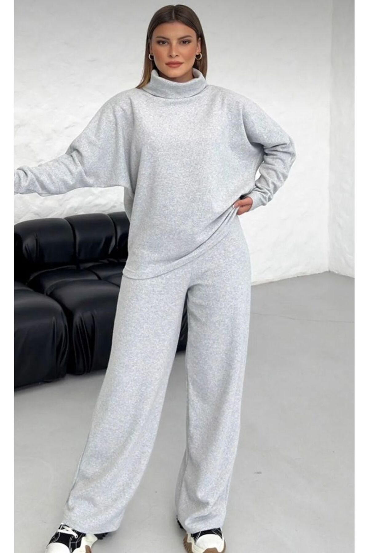 LİSY-Women's Thessaloniki Fabric Turtleneck Bottom Top Suit 2
