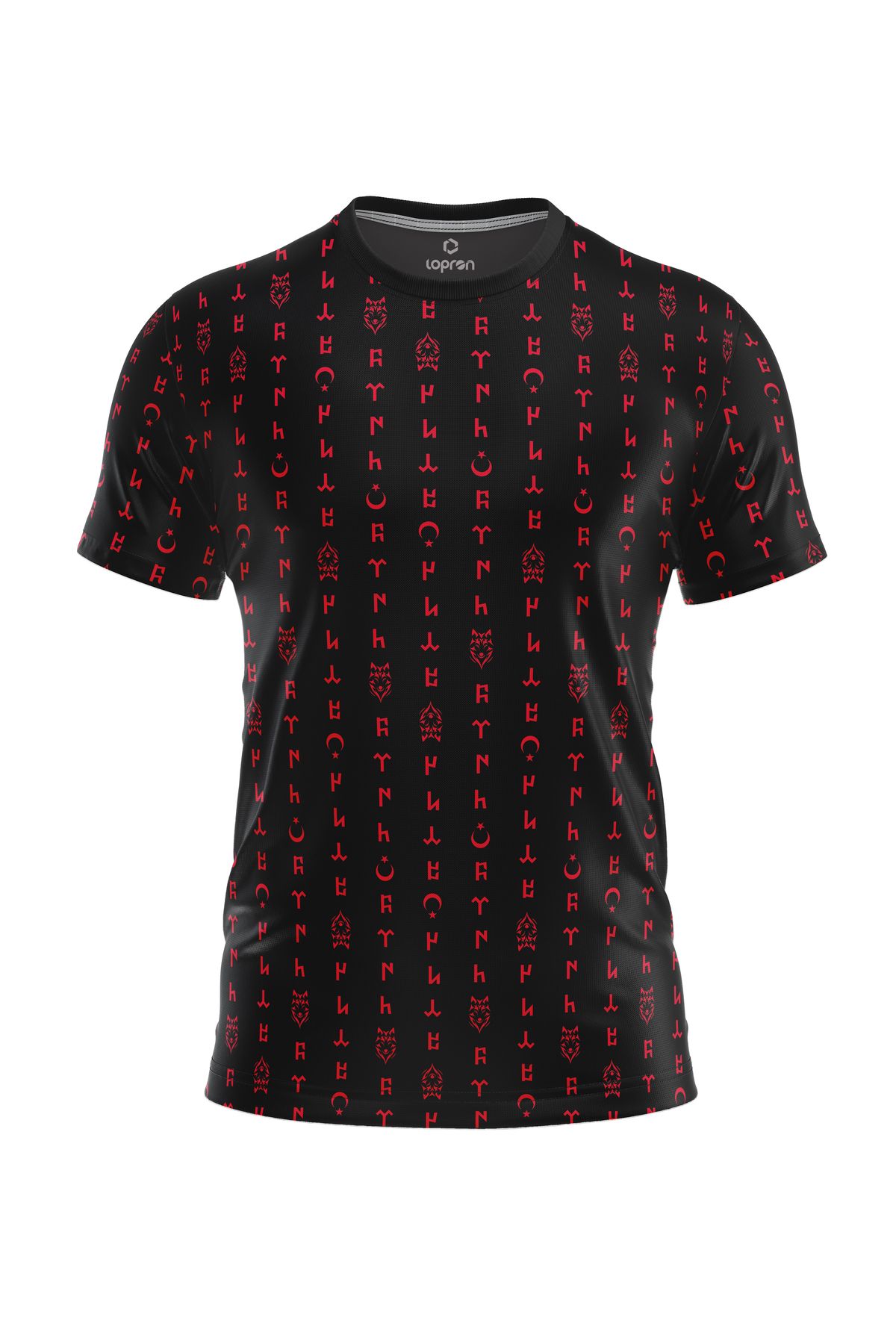 Lopron Göktürk harfleri özel tasarım t-shirt MMA, Fitness, Gym Forma Halı Saha Antrenman T-shirt
