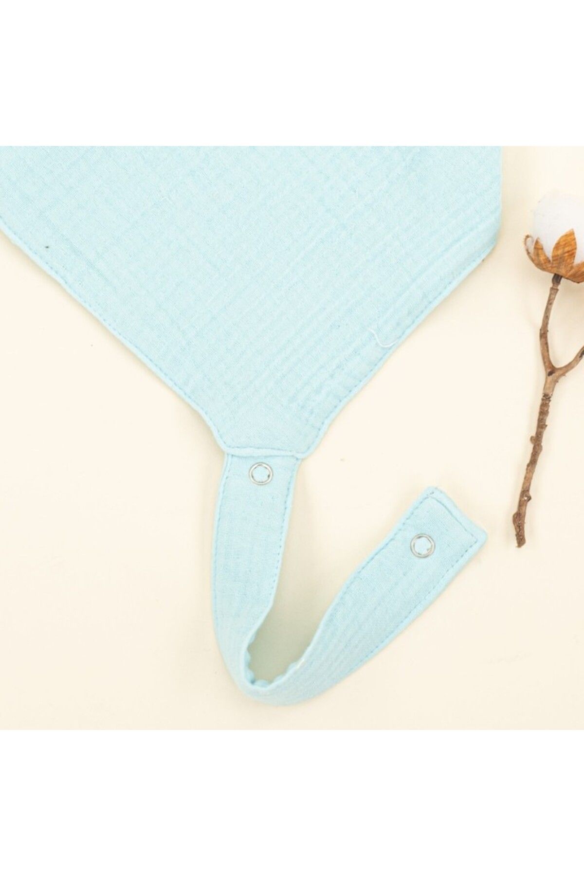 Yunikobaby-Teether - Pacifier Strap - Drool Bib Set - Four Layer Turquoise Muslin 2