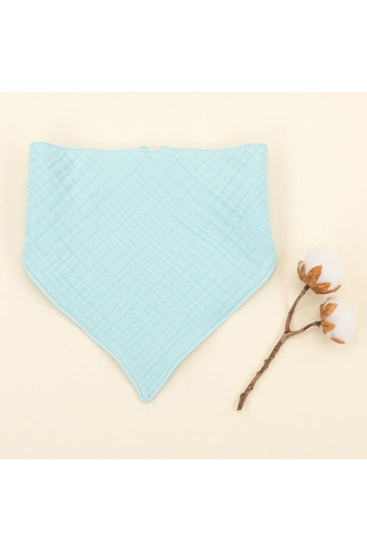 Yunikobaby-Teether - Pacifier Strap - Drool Bib Set - Four Layer Turquoise Muslin 4