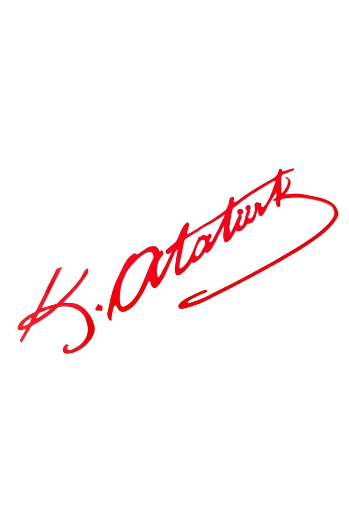 Oto Aksesuarcım-K.Atatürk Signed Auto Sticker Small Red 20X5Cm 1