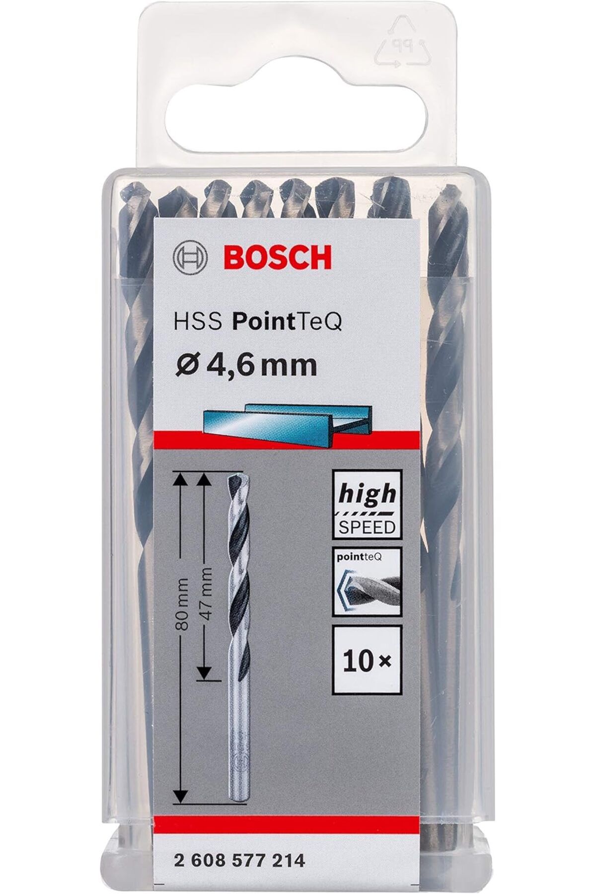 STOREMAX lvnmblya Professional 10 adet HSS spiral matkap ucu PointTeQ (metal için, 4,6 x 47 x 80 mm, matkap