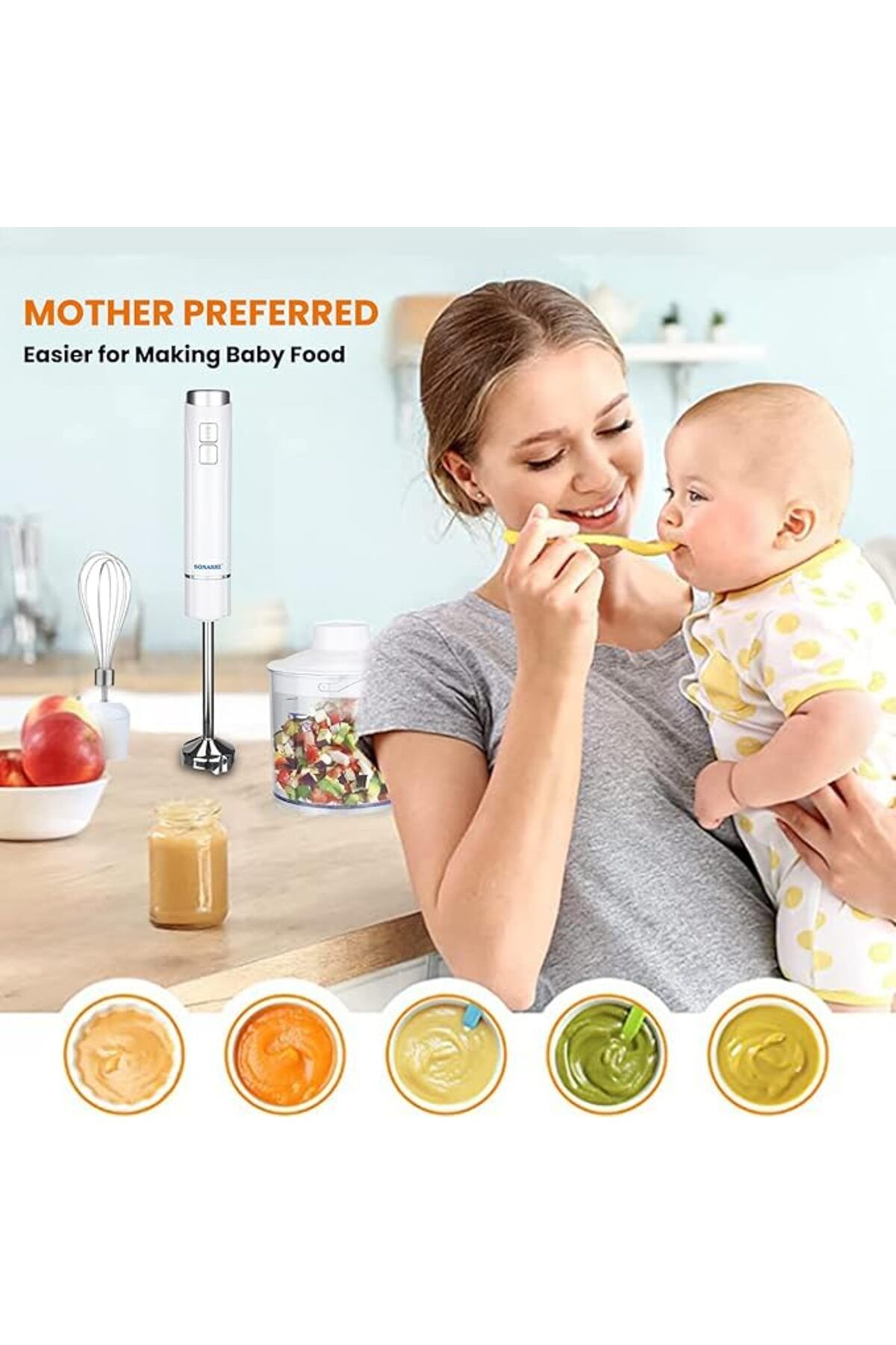 sonashi-SHB-185JCW 4-in-1 Hand Blender | 250W | Chopper, Whisker, 700ml Beaker, Speed Control 3