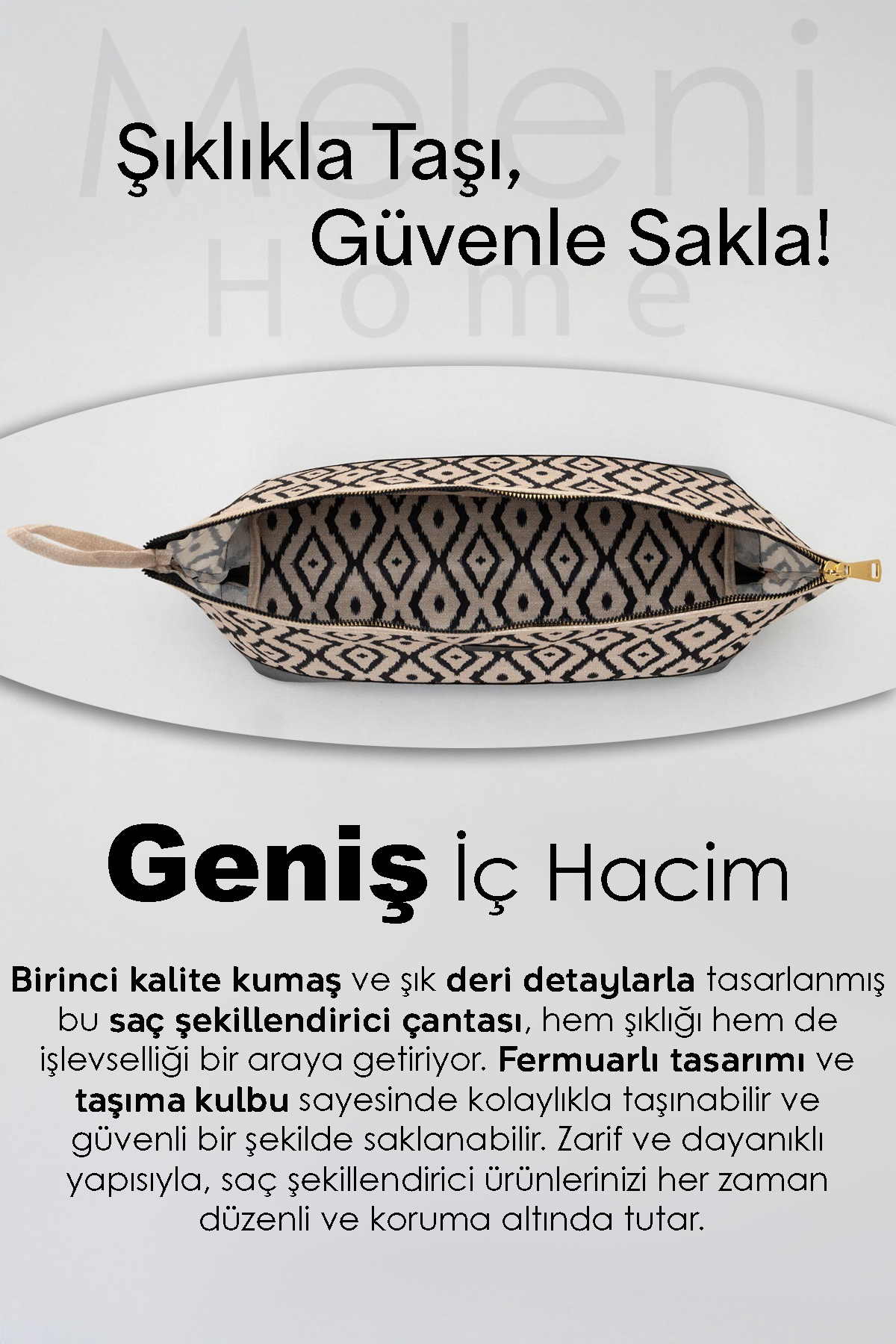 Meleni Home Saç Şekillendirici Seyahat Çantası -Tüm Saç Şekillendiricileri Organizer Düzenleyici Büyük Boy Çanta görsel 3