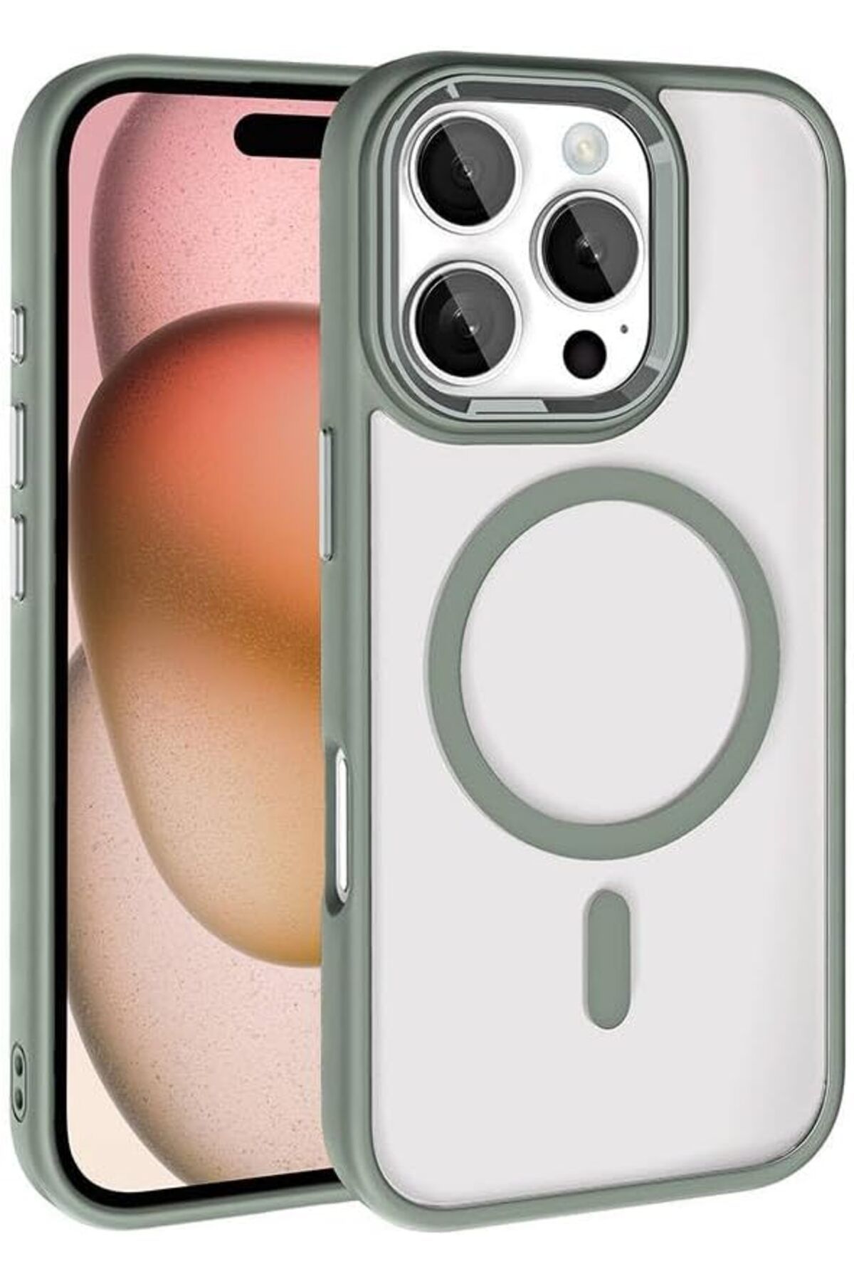STOREMAX htpshopmx İle Uyumlu iPhone 16 Pro Kılıf Wireless Şarj Özellikli ZORE Krom Magsafe Silikon Kapa
