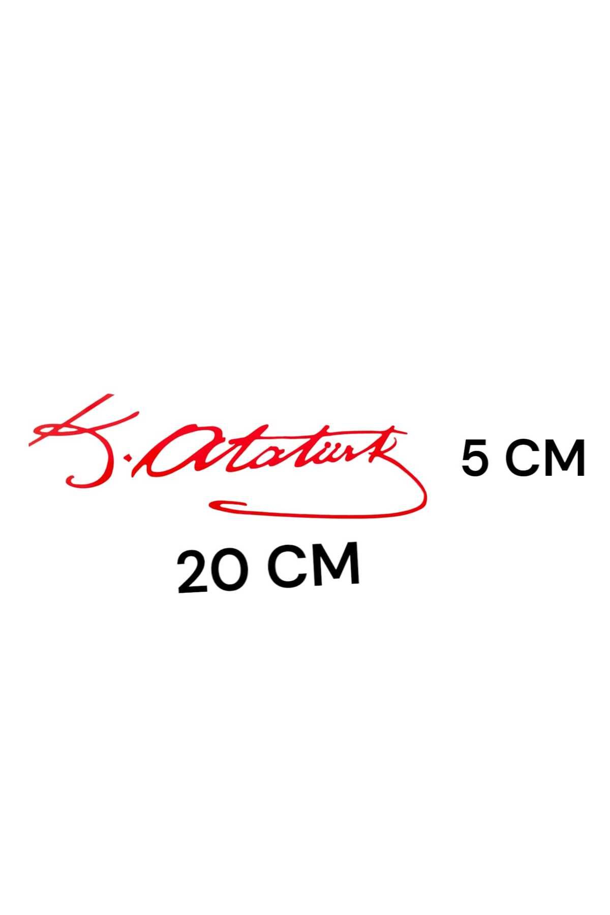 Oto Aksesuarcım-K.Atatürk Signed Auto Sticker Small Red 20X5Cm 3