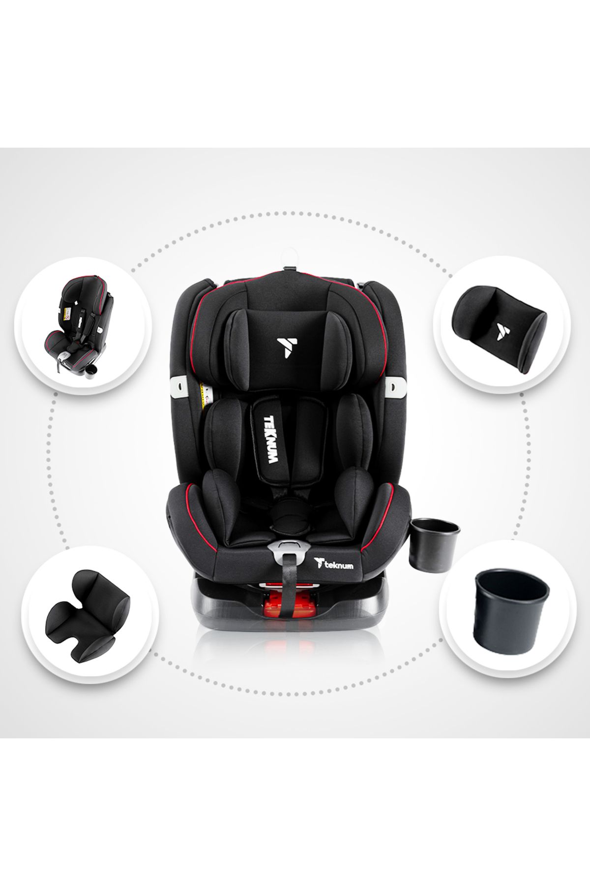 TEKNUM-Teknum Evolve 360 Car Seat (0 - 12yrs) with Sunveno Fashion Diaper Bag - Black 6
