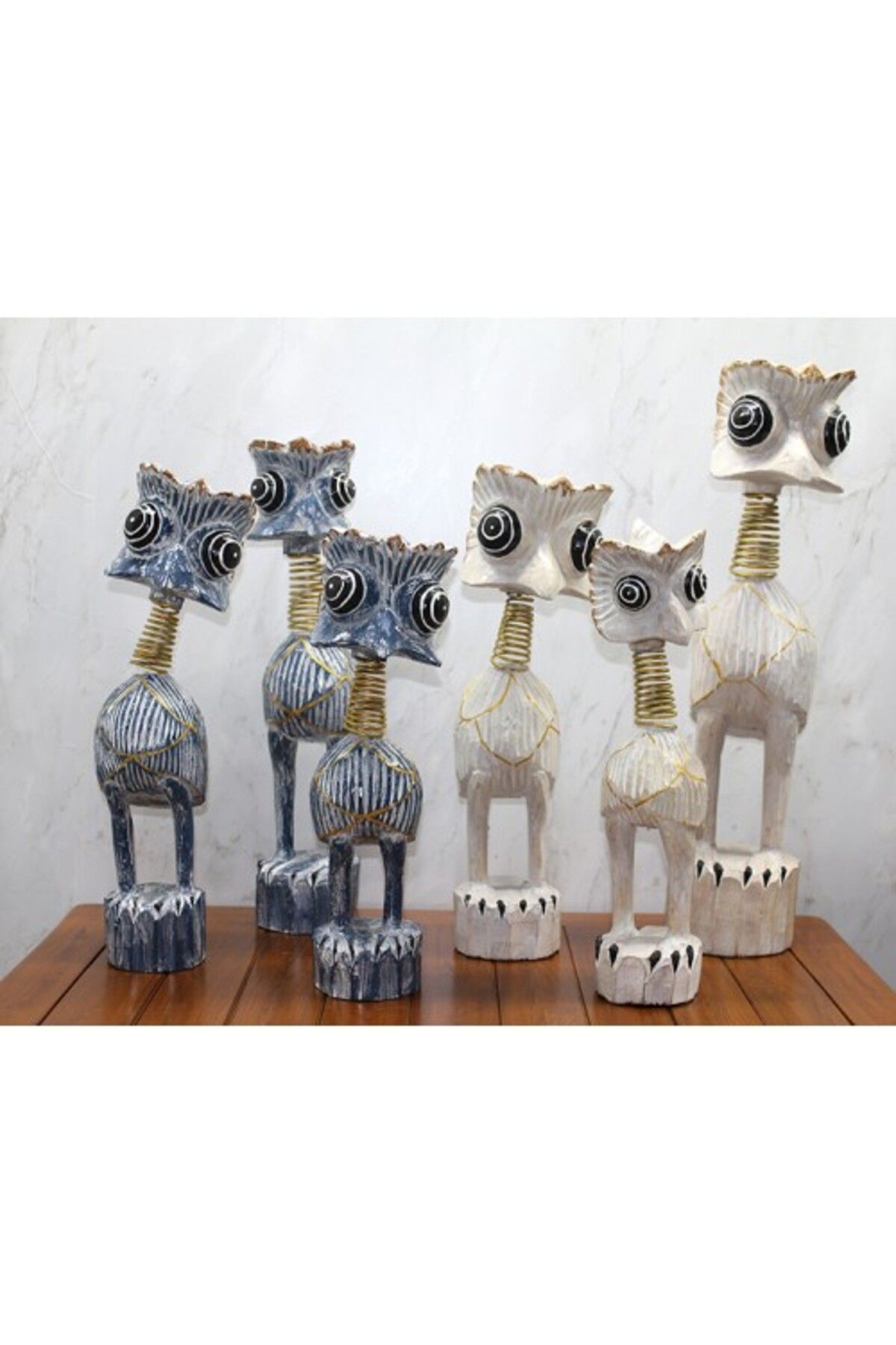 Mu Art Ahşap Ahşap 3'Lü Deve Kuşu Seti 60 Cm