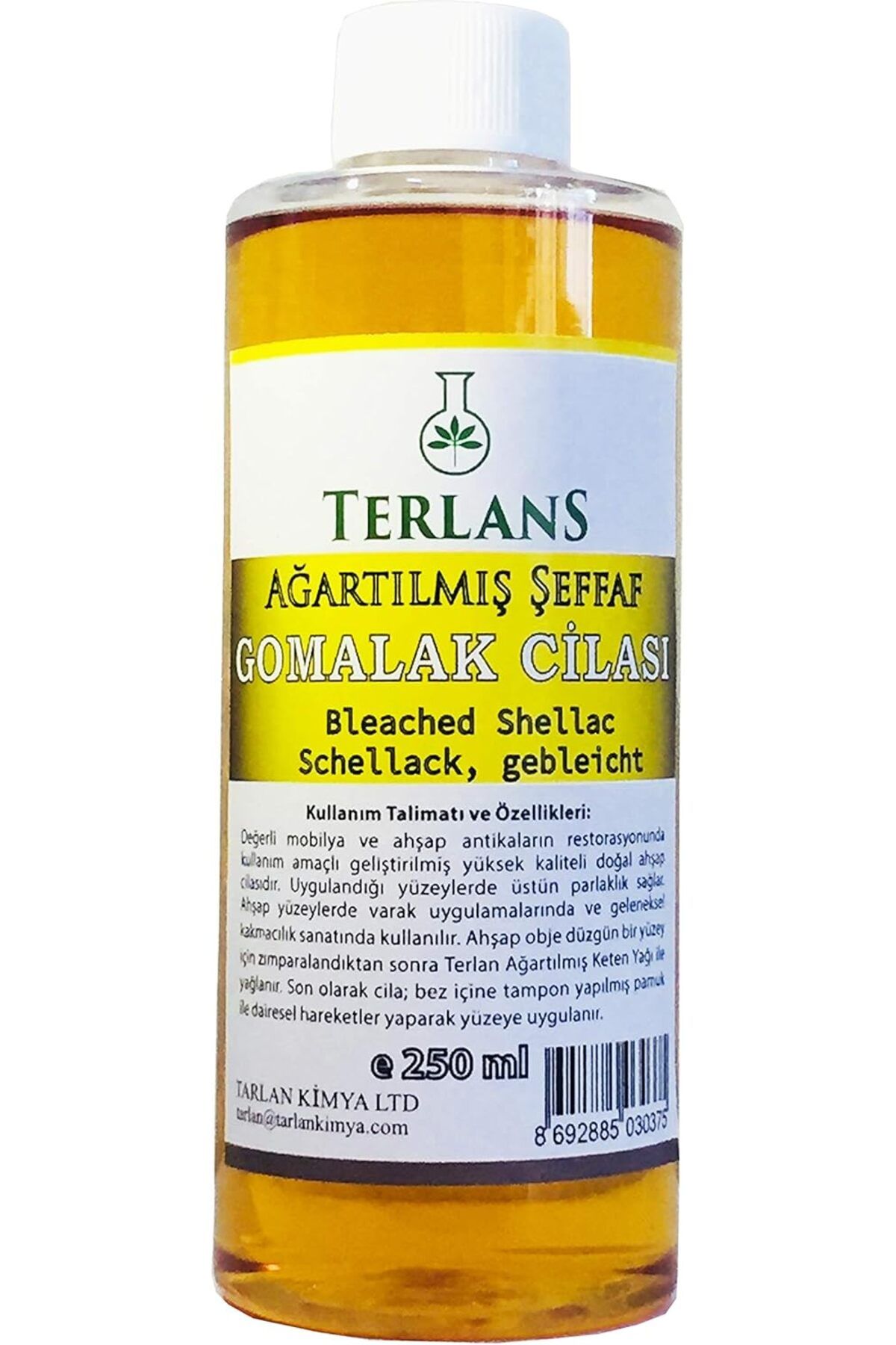 yenibagshop Ağartılmış Şeffaf Gomalak Cilası 250 ml Shellac Bleached