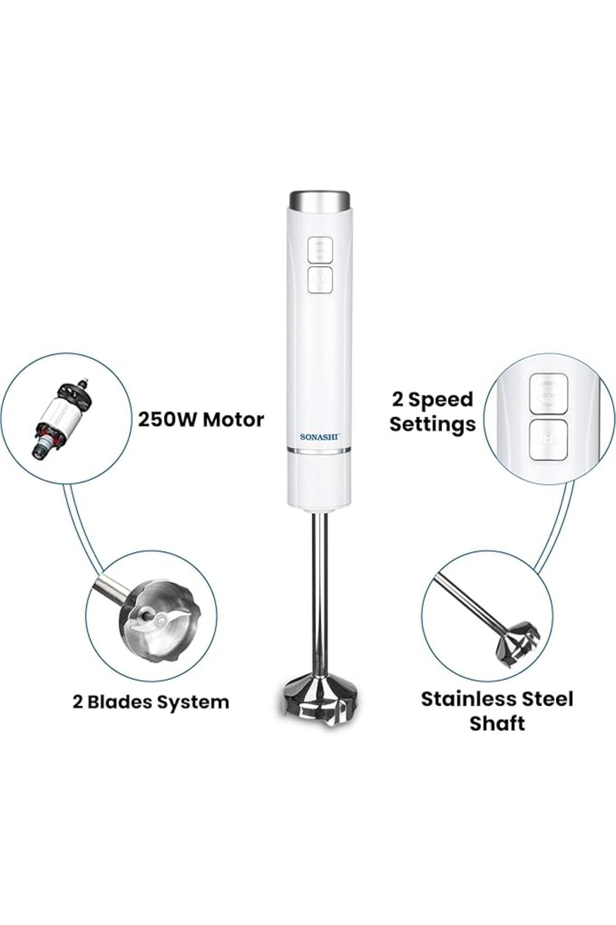 sonashi-SHB-185JCW 4-in-1 Hand Blender | 250W | Chopper, Whisker, 700ml Beaker, Speed Control 6