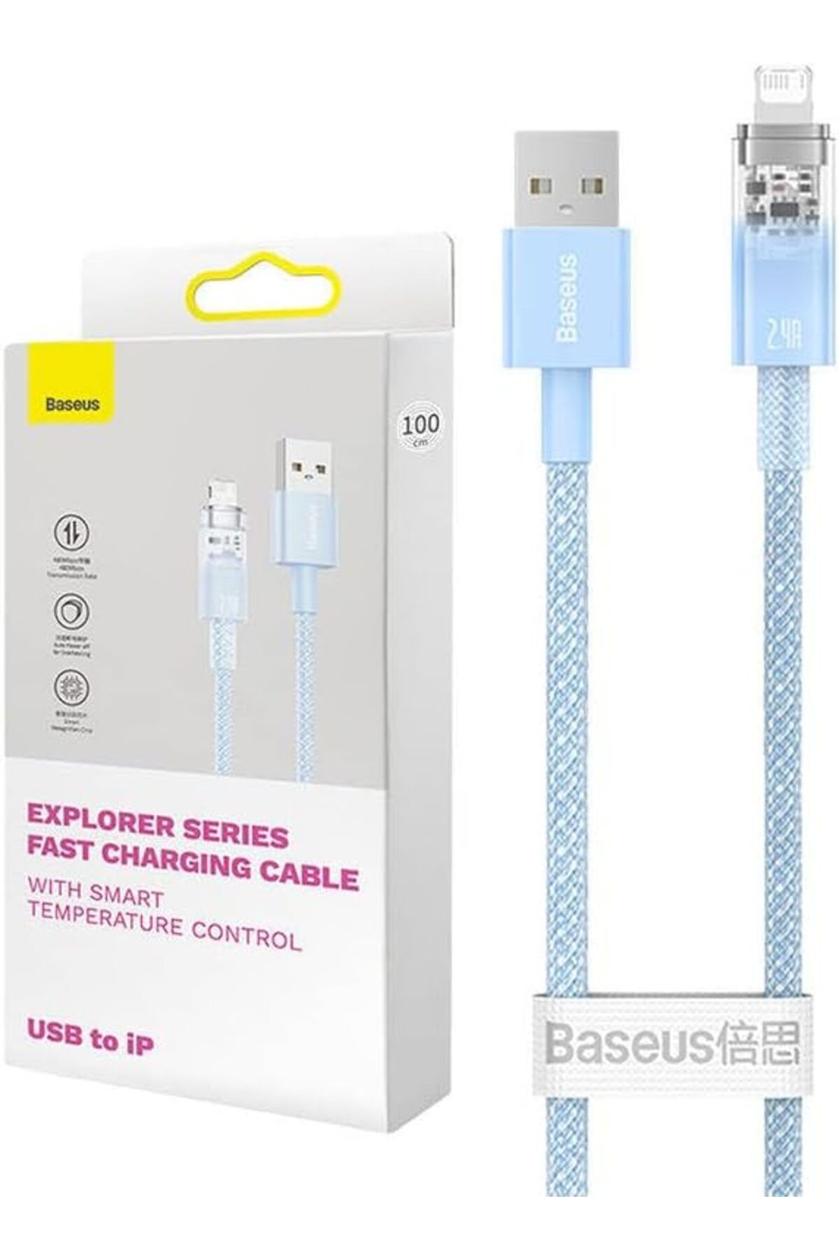 STOREMAX cmllashop Explorer Serisi Hızlı Şarj Kablosu Akıllı Sıcaklık Kontrolü USB to iP 2.4A, 2m, Ma