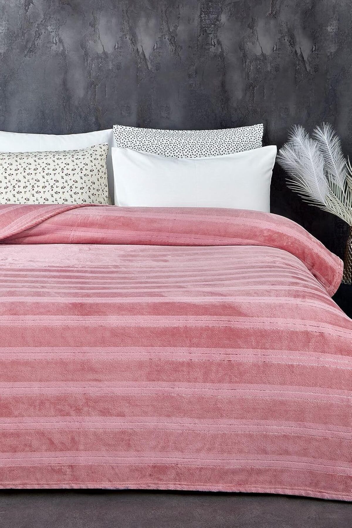 STOREMAX nslmshop Supersoft Yumuşak Çift Kişilik Battaniye 180x230 cm Pudra Life Store 1037065