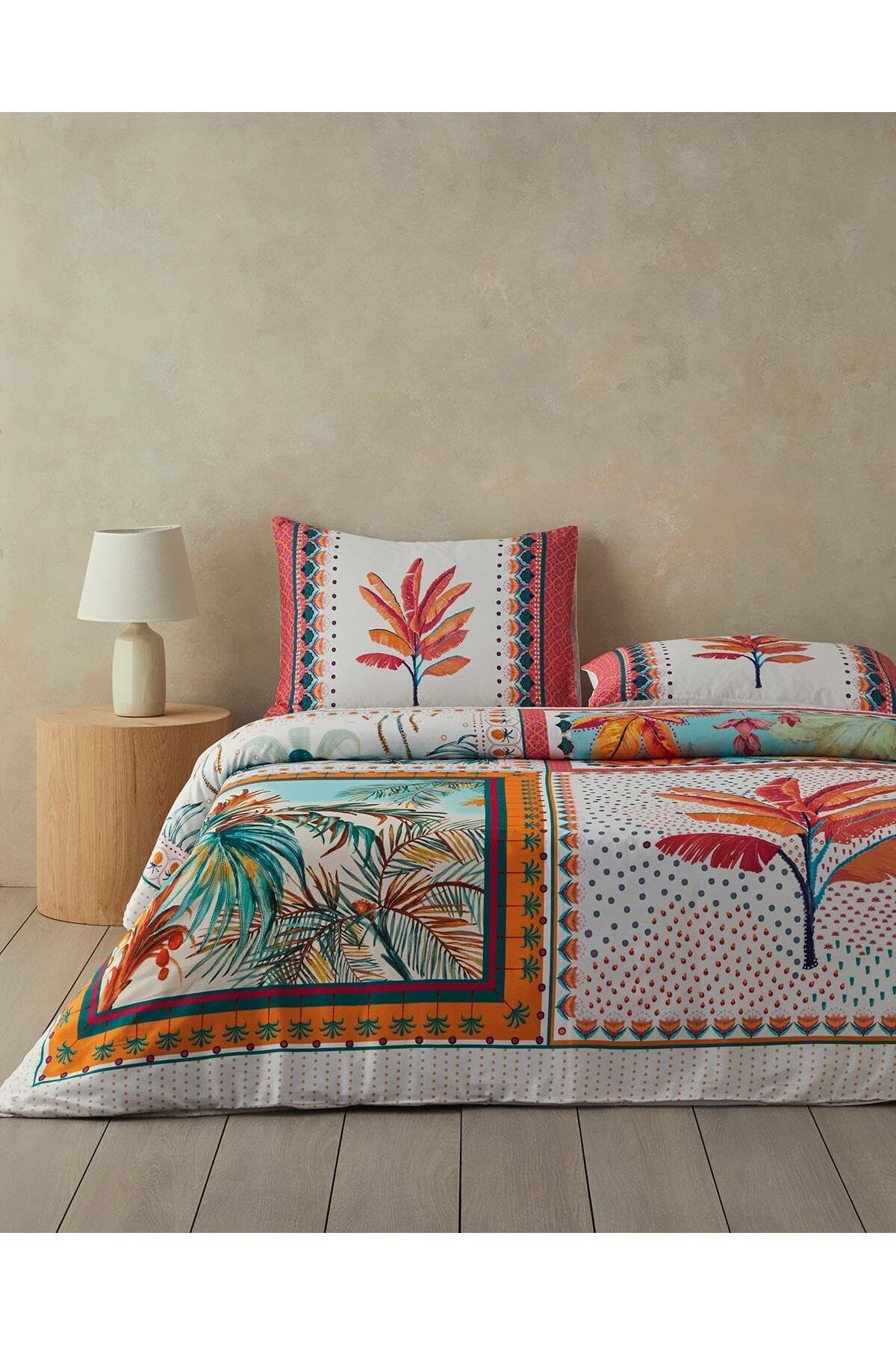 STOREMAX nffashopm Home Palmy Patchwork Çift Kişilik Nevresim Seti Turuncu – Bej storestarx 1051353