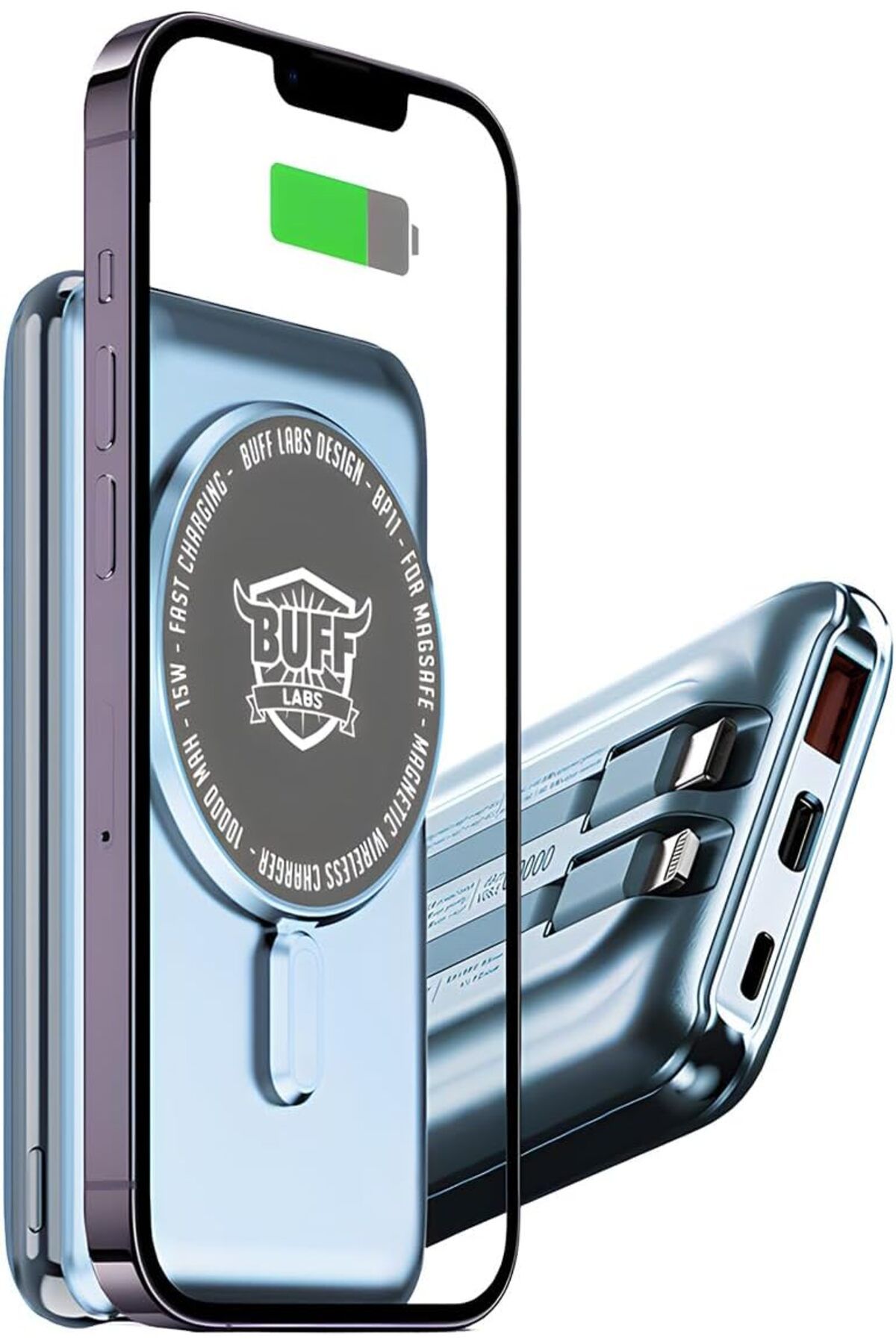 STOREMAX sellbuystore LABS BP11 10000 mAh Magsafe Uyumlu Dahili Kablolu Taşınabilir Manyetik Powerbank (Mav