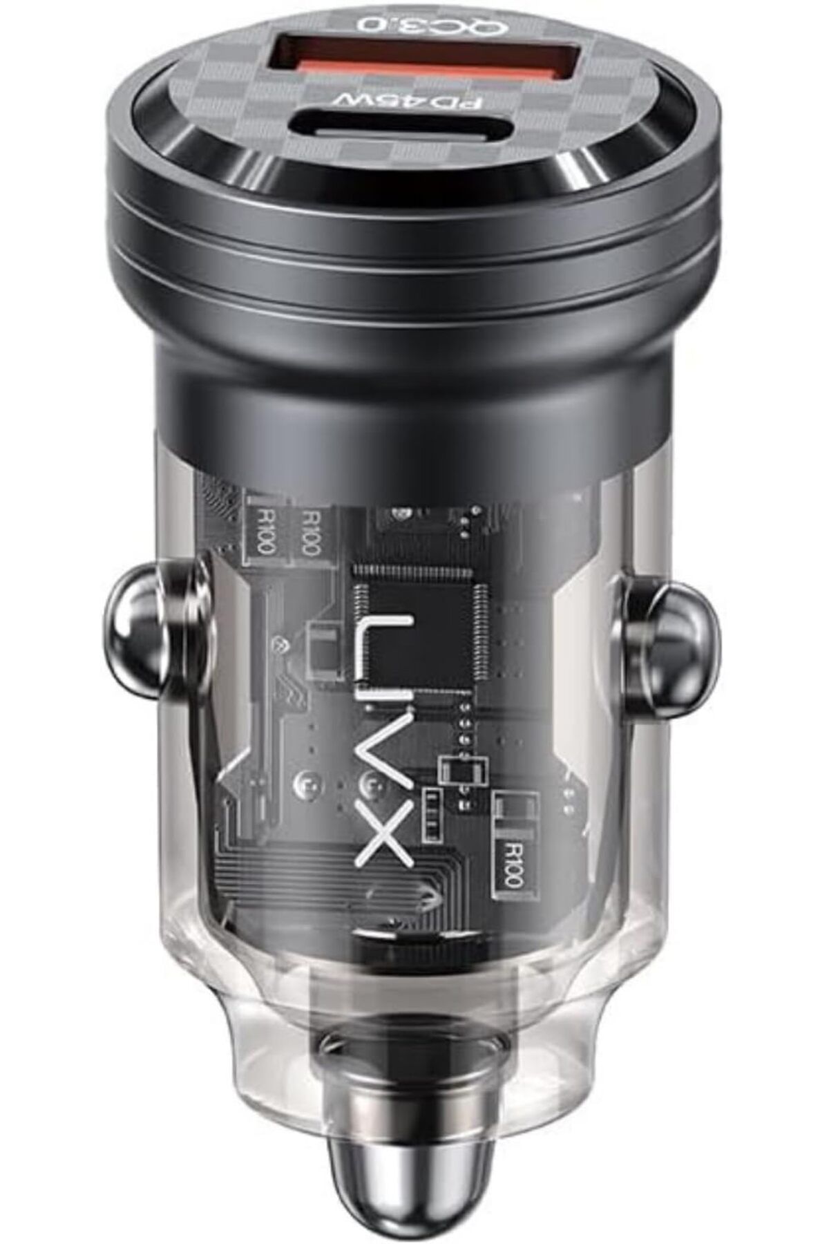 STOREMAX Transparent 45W PD/QC Type C ve USB Çıkış Uyumlu Ultra Hızlı Mini Araç şarj Cihazı L35 St