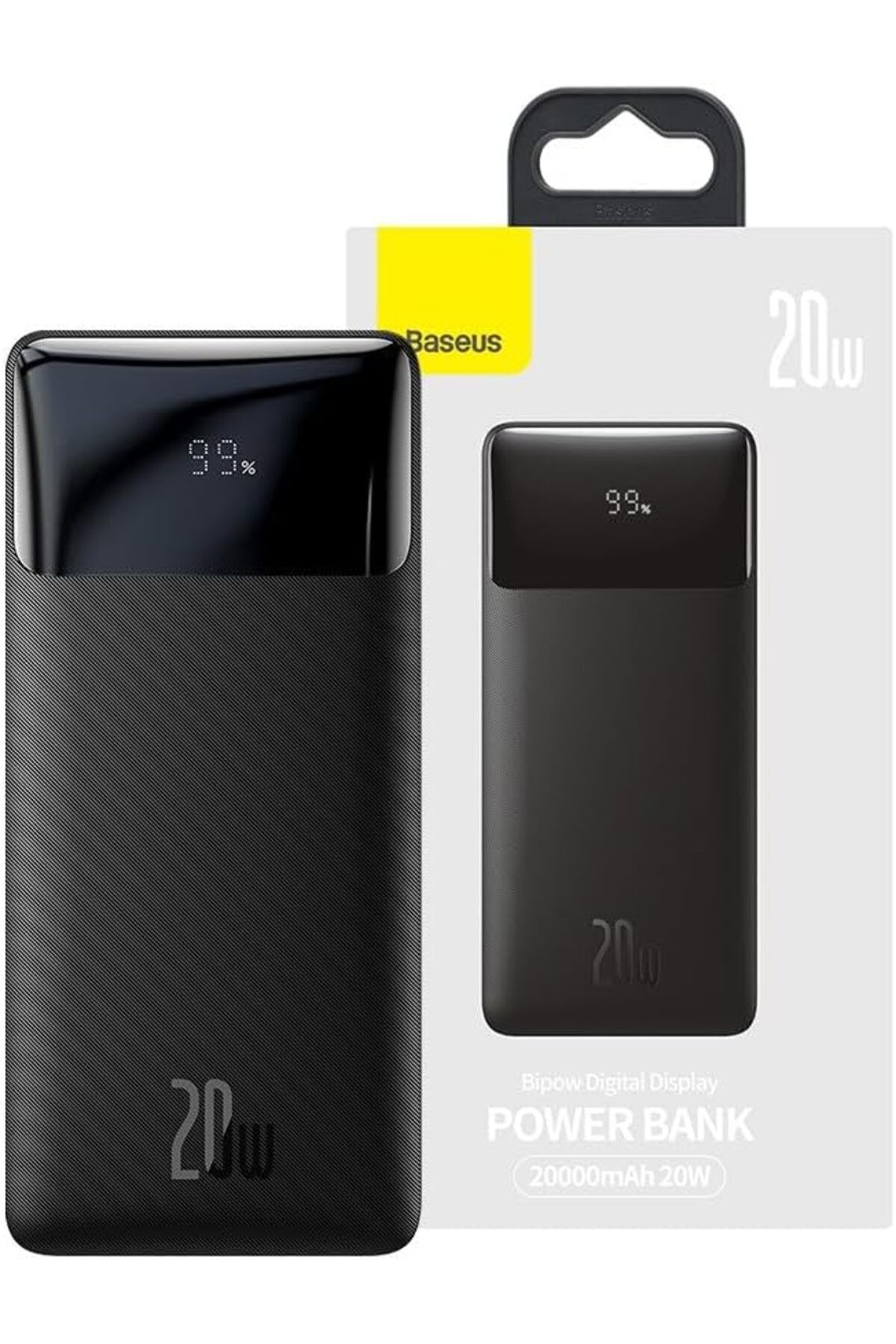yenibagshop Bipow Overseas Edition Dijital Ekranlı 20W 20.000 mAh Powerbank Siyah