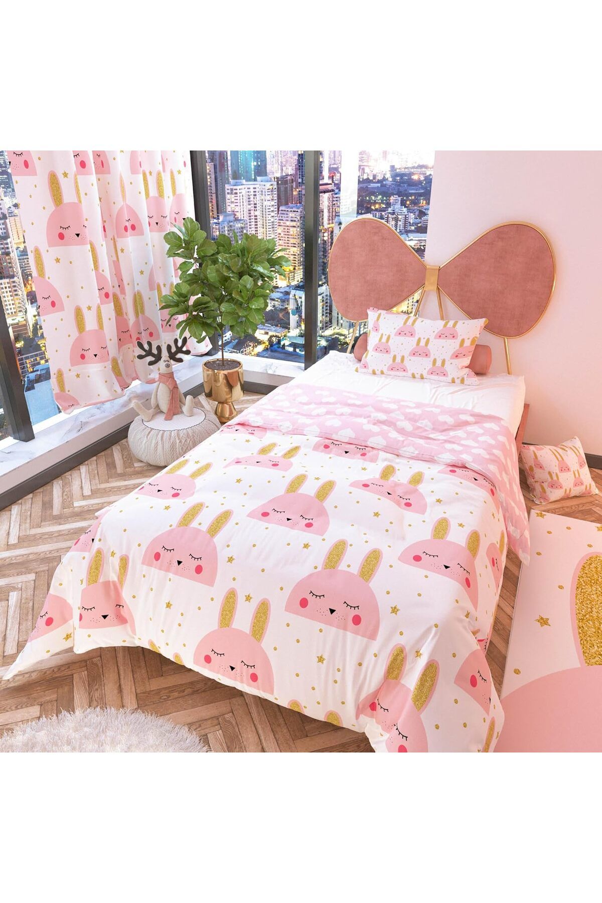 STOREMAX nffashopm Gold Tavşan Çift Taraflı Çocuk Nevresim Takımı Polycotton storestarx 1051353