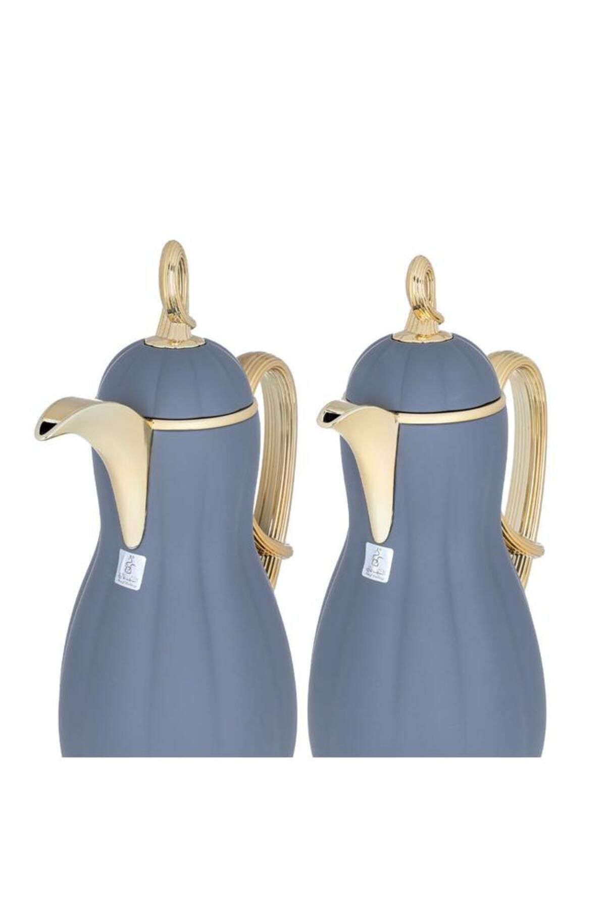 ALSAIF-Arwa Steel Thermos Set 2 Pieces 1/1 Liter Dark Grey 3
