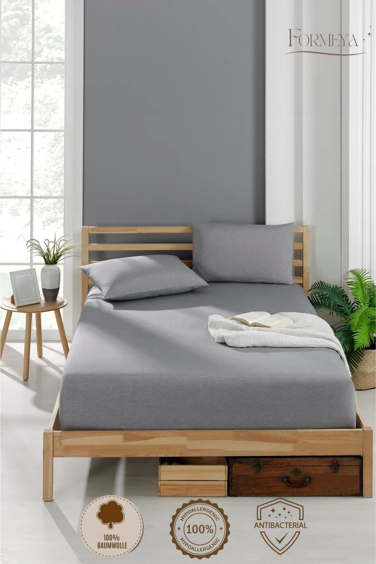 Formeya-Spannbettlaken aus 100 % Baumwolle, für Einzel-/Doppelbett, gekämmtes Spannbettlaken 2