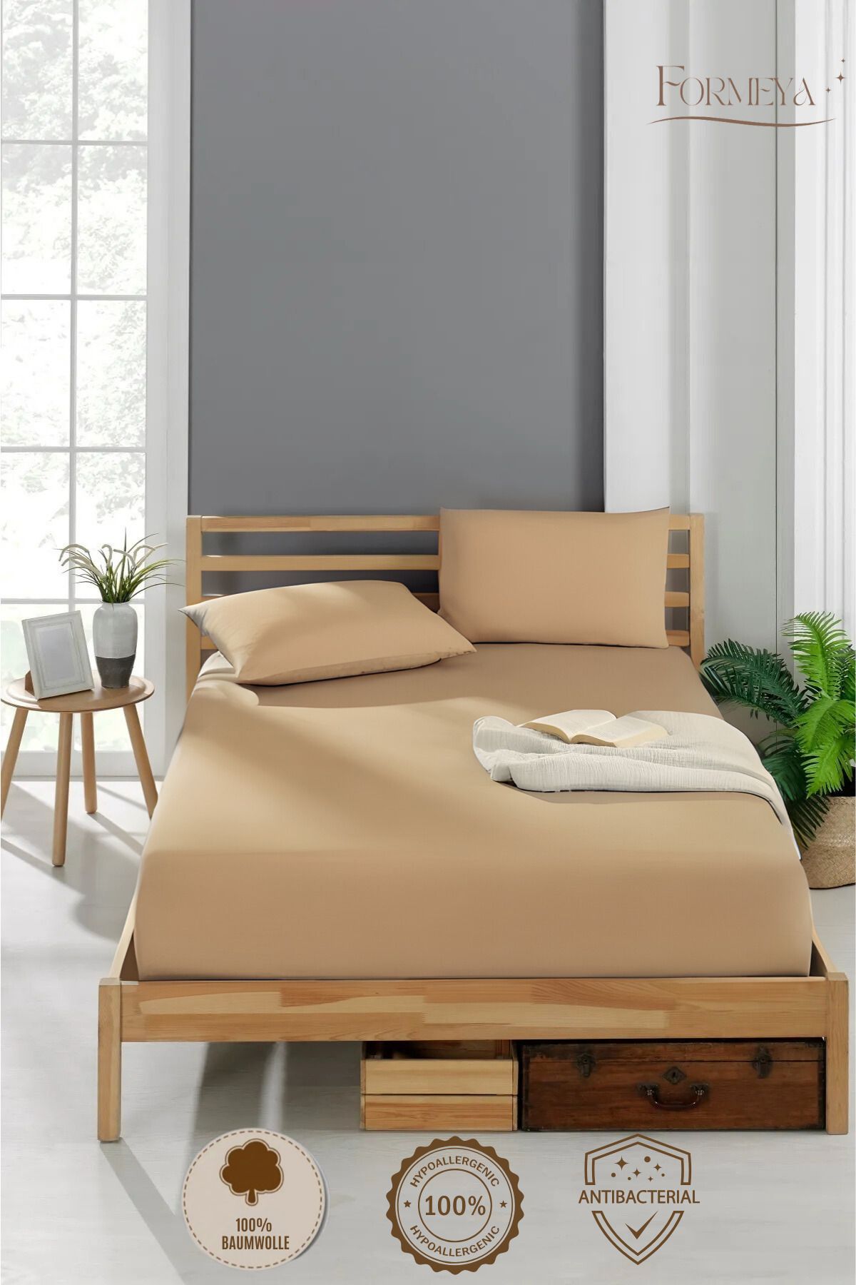 Formeya-Spannbettlaken aus 100 % Baumwolle, für Einzel-/Doppelbett, gekämmtes Spannbettlaken 3