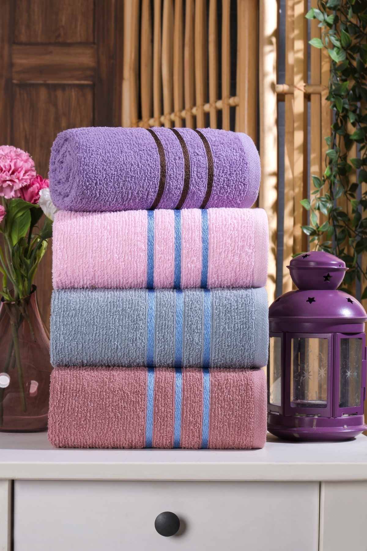 MARLA HOME Velvona set od 4 ručnika za ruke i lice | 100% pamuk | 50x90 cm | ...