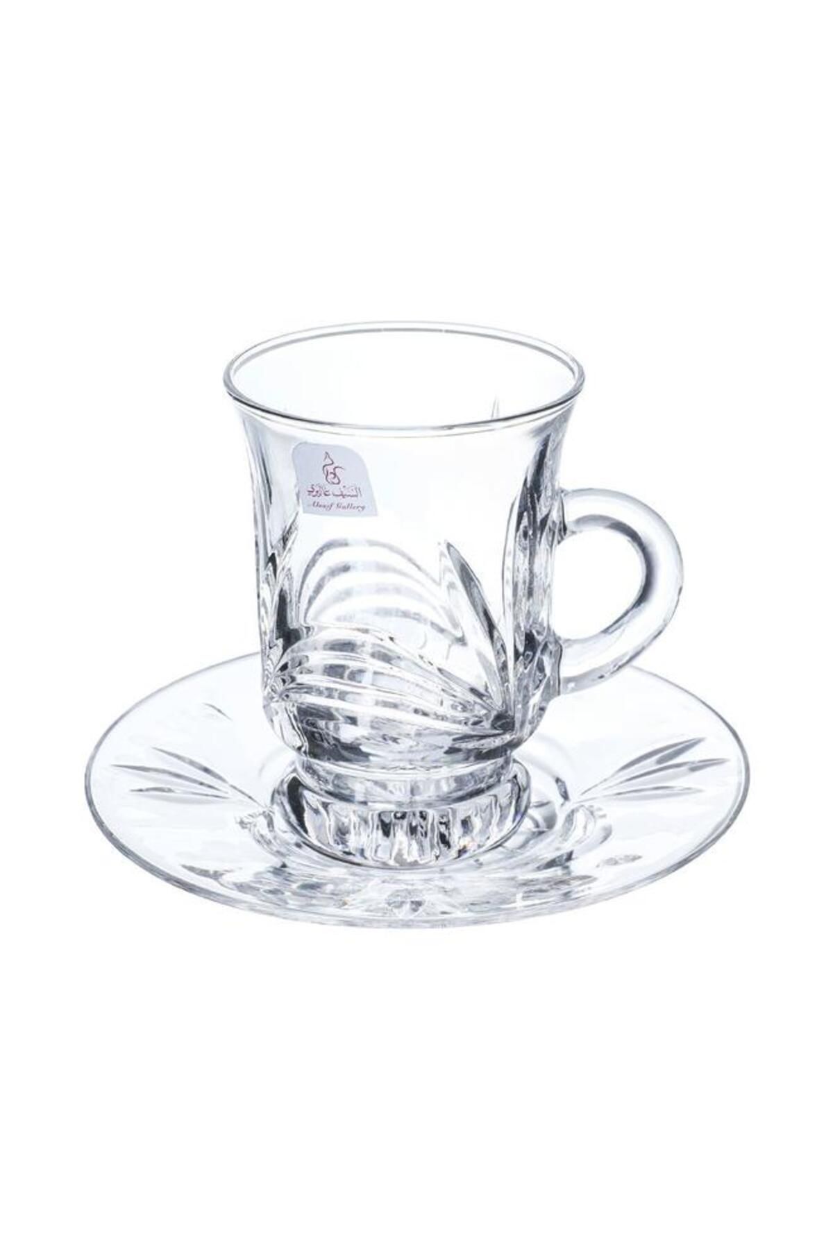 ALSAIF-Bialat Serving Set + Crystal Cups With Saucer 18 Pieces Transparent 2
