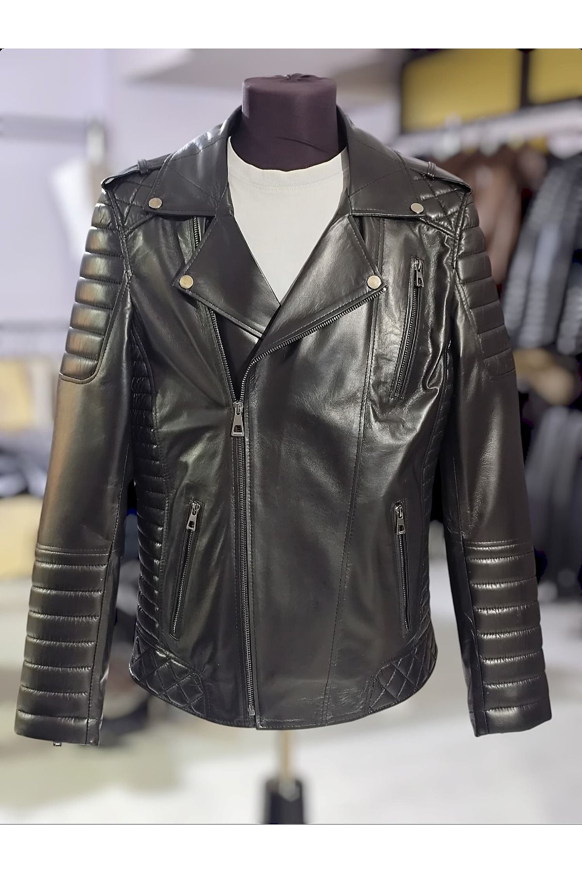 LEATHER HOUSE ERKEK MOTORCU HAKİKİ DERİ MONT ^VİNTAGE